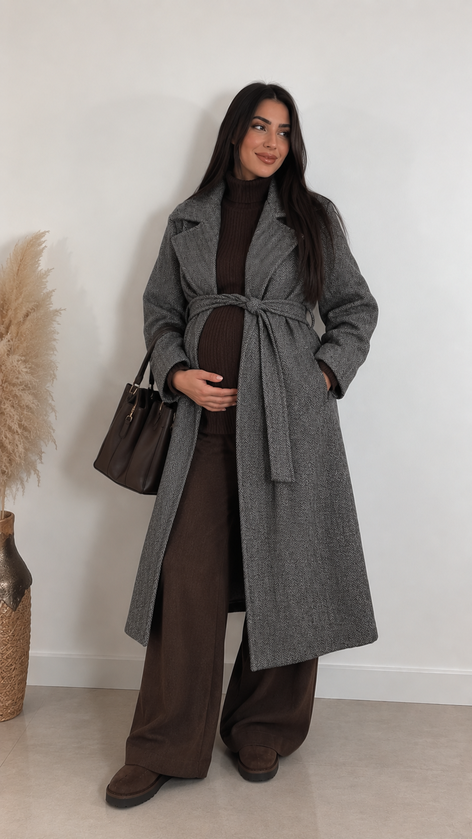 Herringbone Trench Cappotto Grey