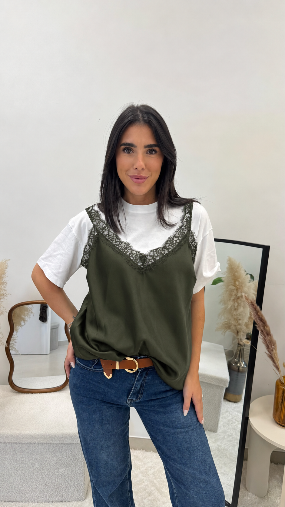 Top Silk & Lace Verde