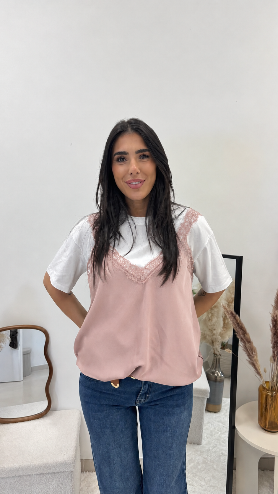 Top Silk & Lace Pink Soft