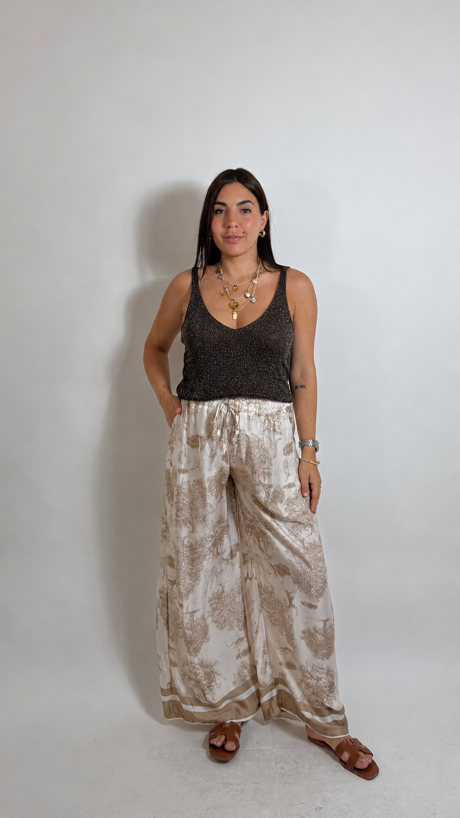Canotta in Filo Lurex Moka