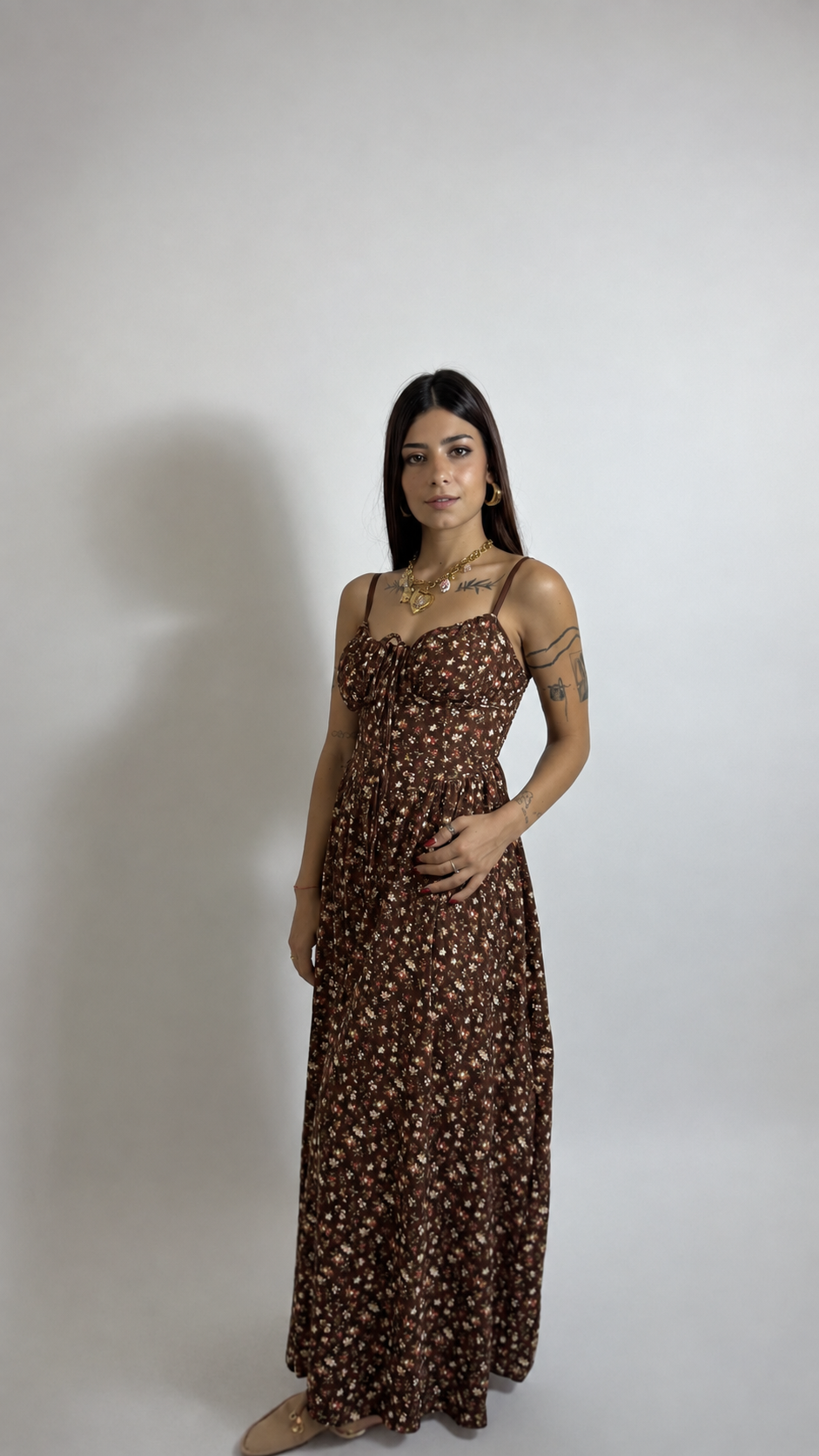 Abito Greta Flowers choco