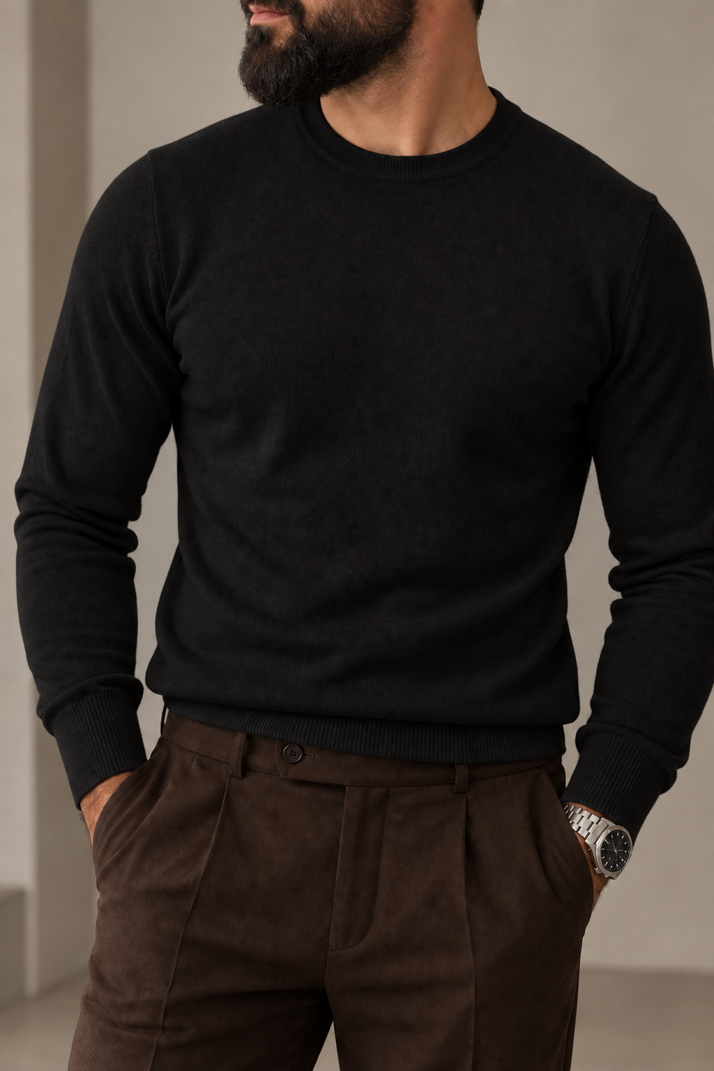 Maglia Girocollo Uomo Essential Nera