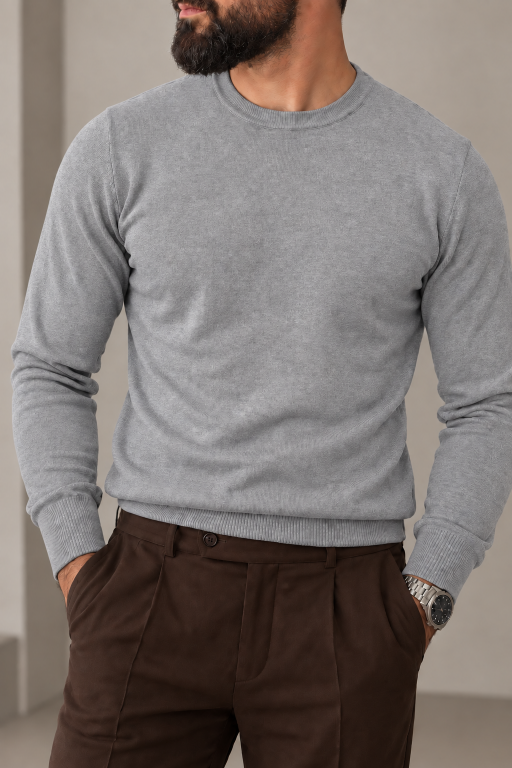 Maglia Girocollo Uomo Essential Grigio
