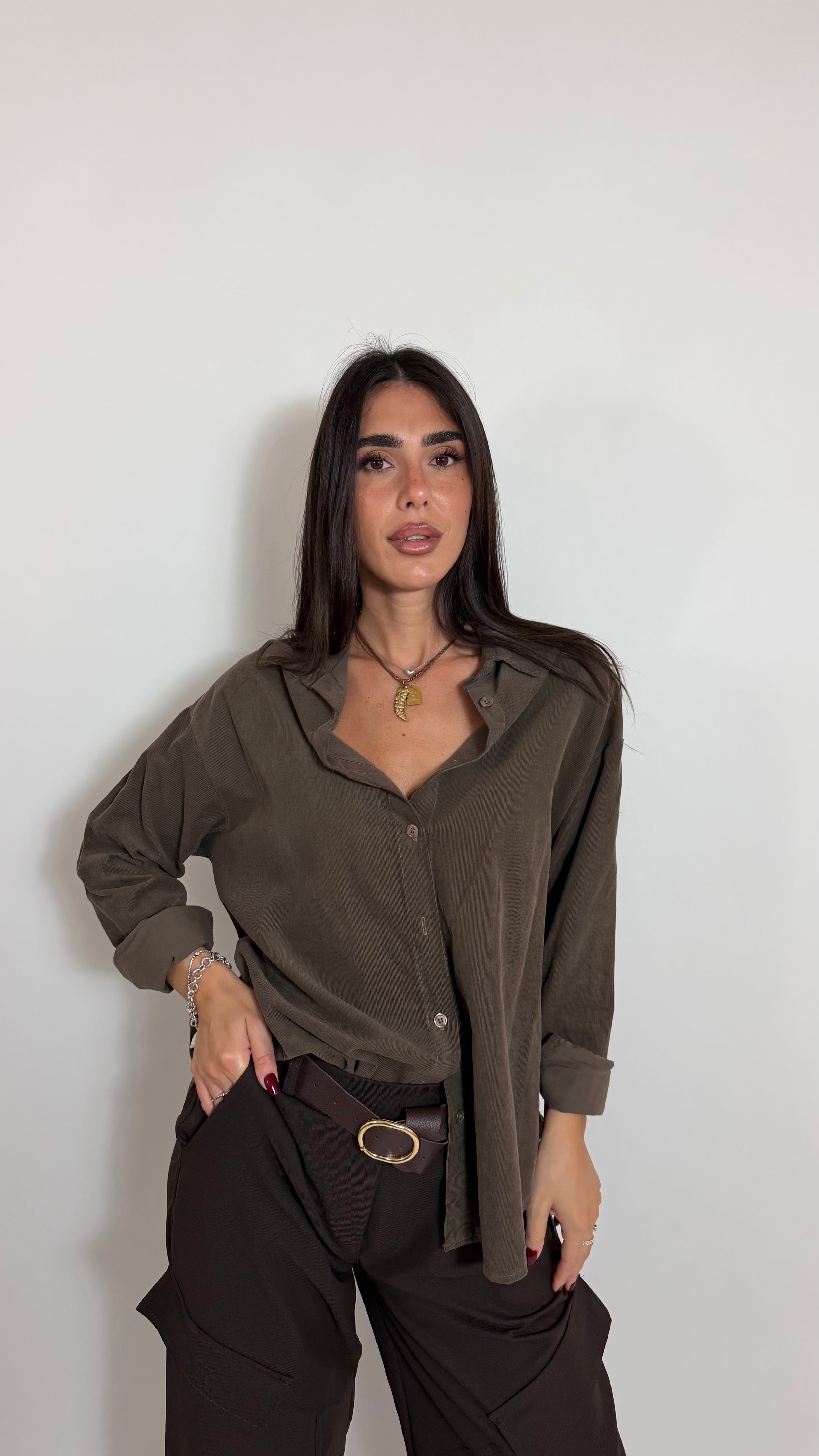 Camicia Velvet Stripe Choco