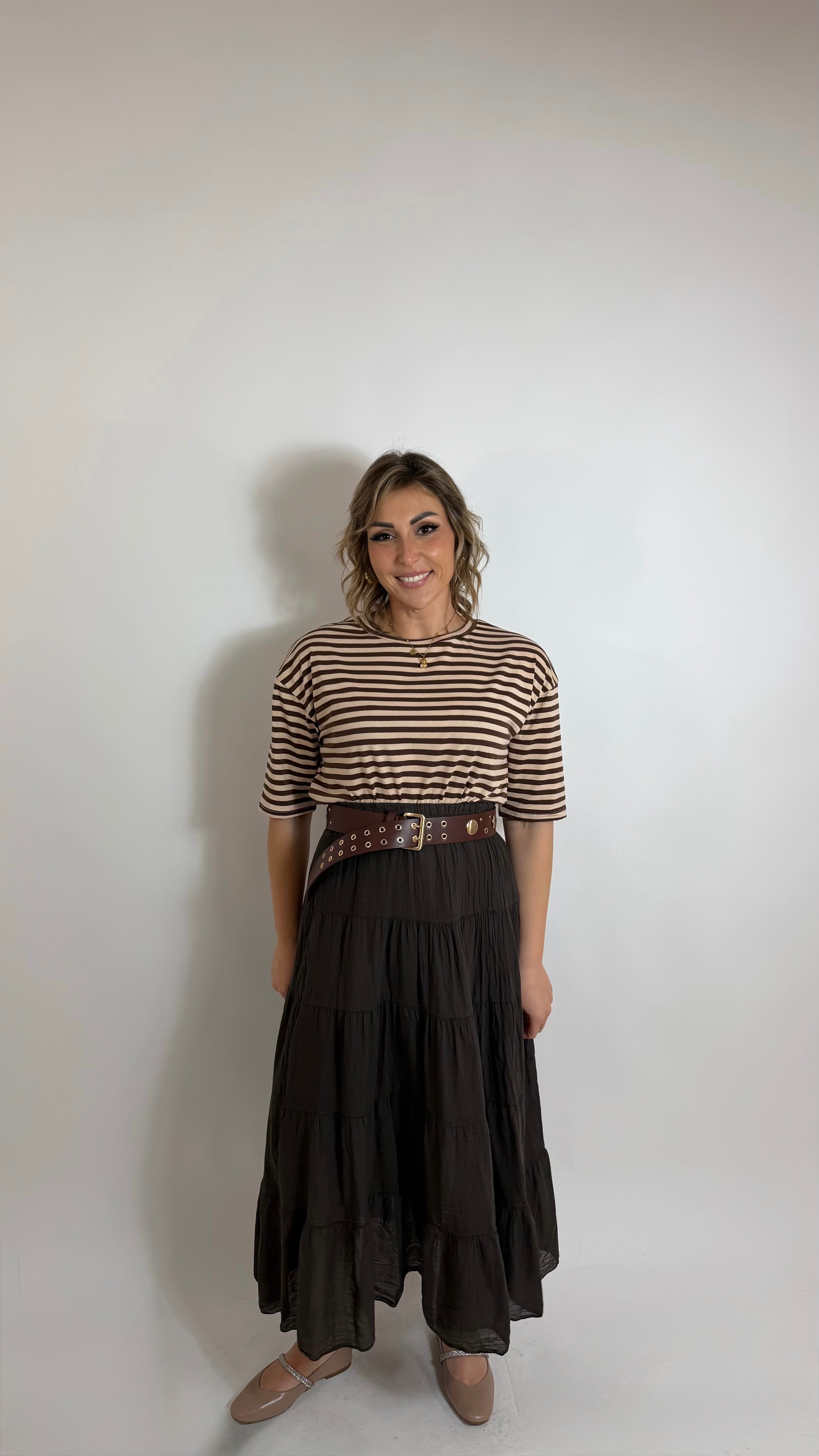 Gipsy Cotton Midi-Long Skirt Choco