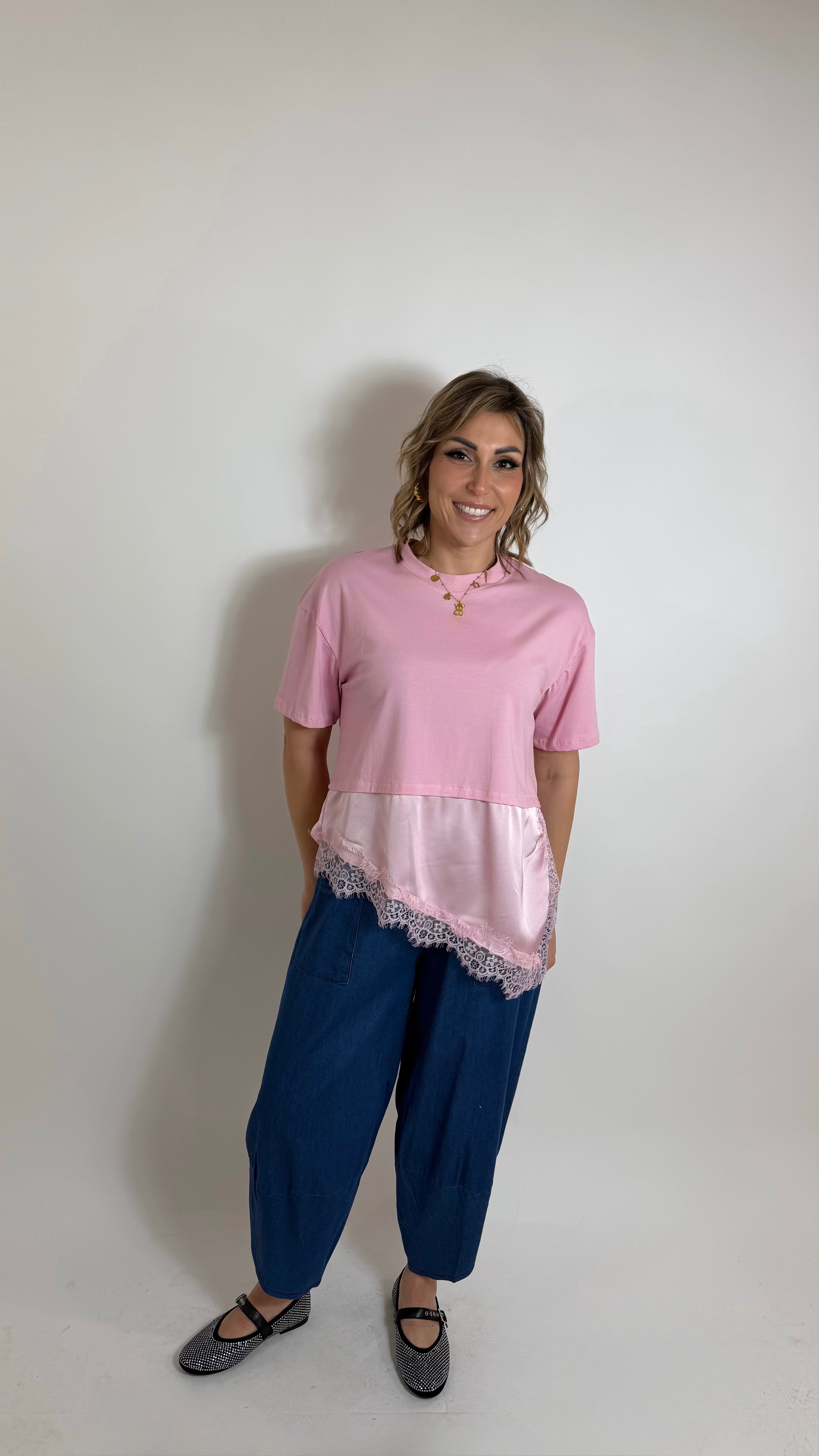 Pantalone Barrel Chambray Light Blue