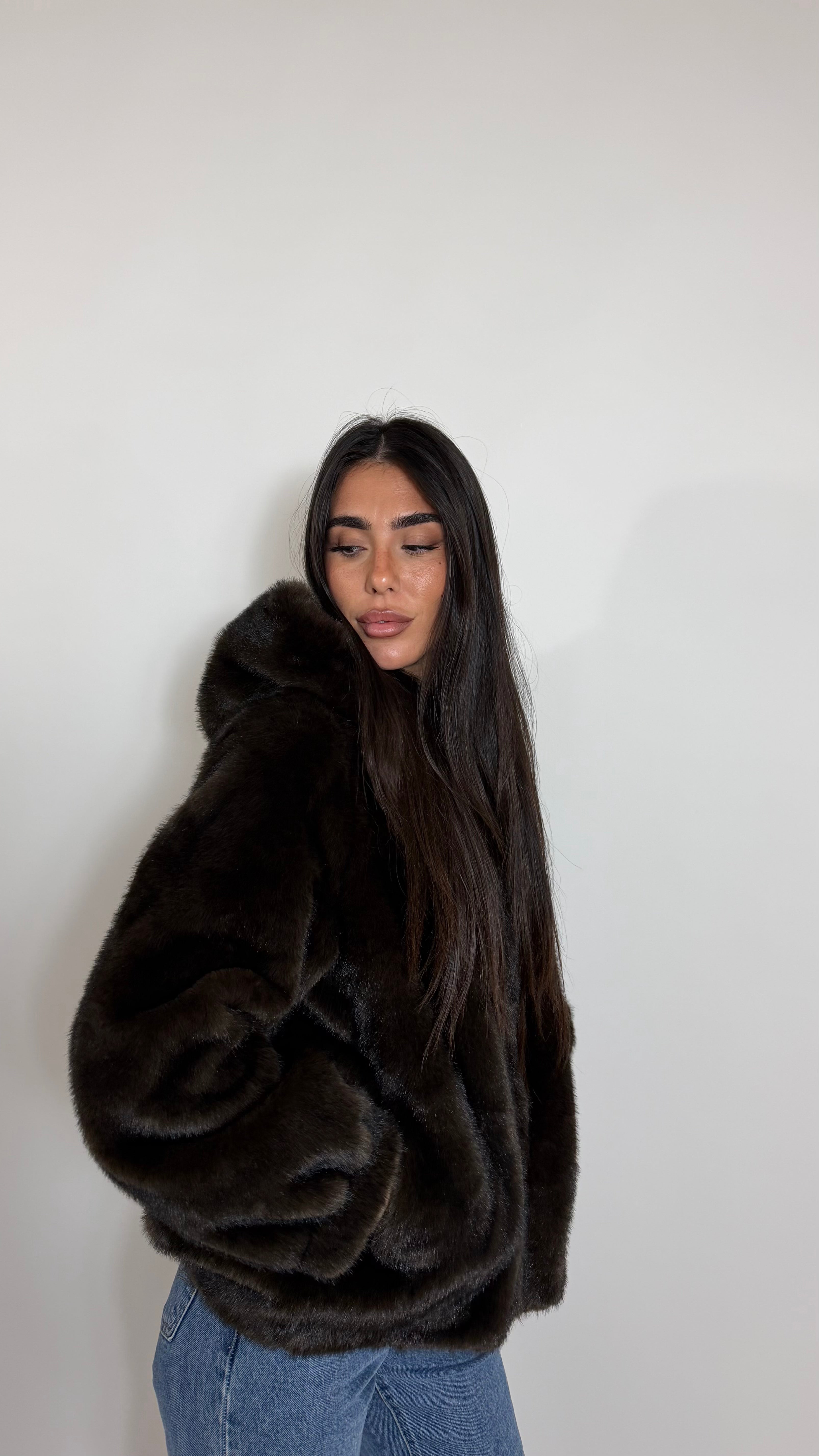 Cappotto Shearling Fur con Cappuccio