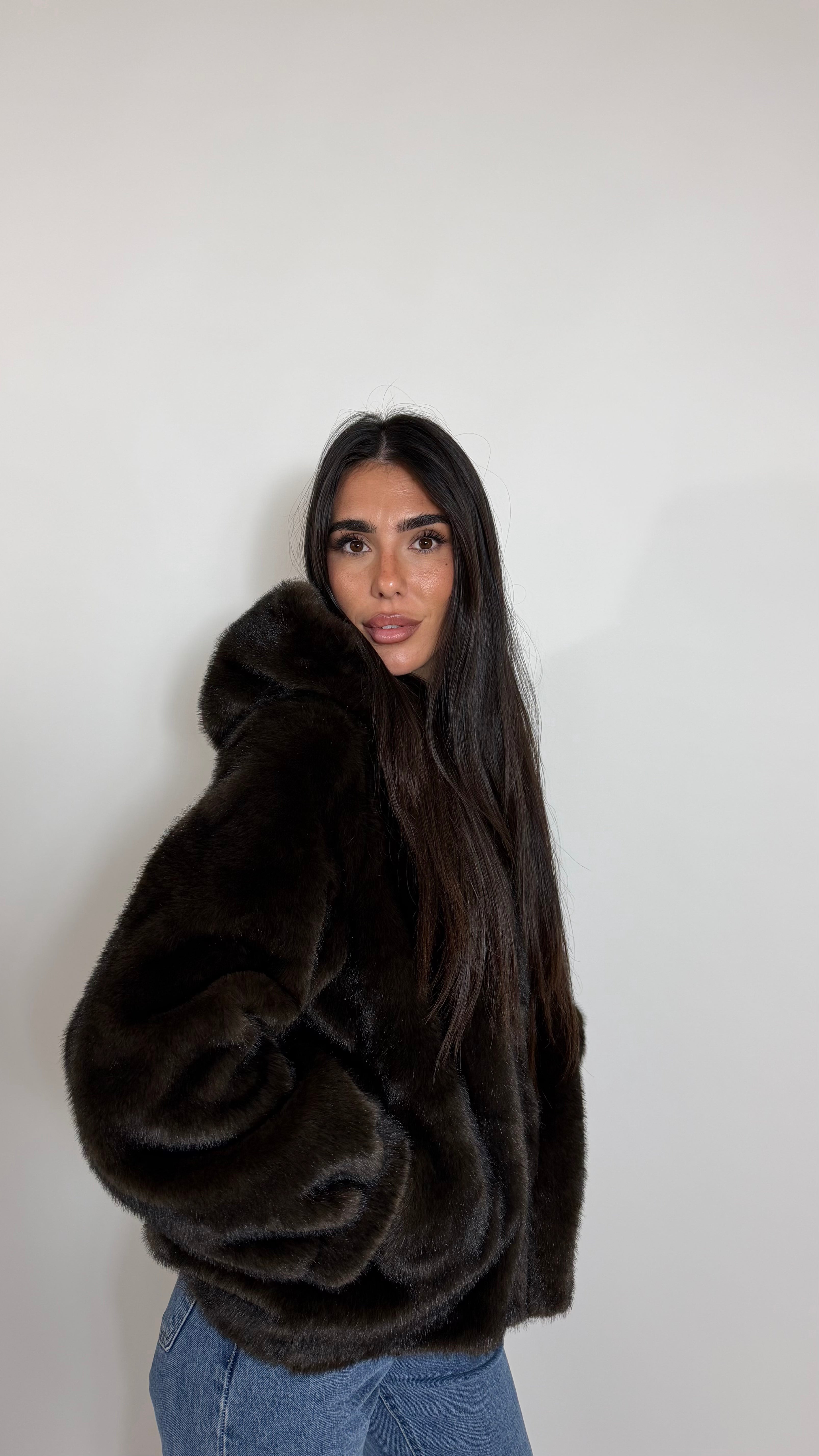 Cappotto Shearling Fur con Cappuccio