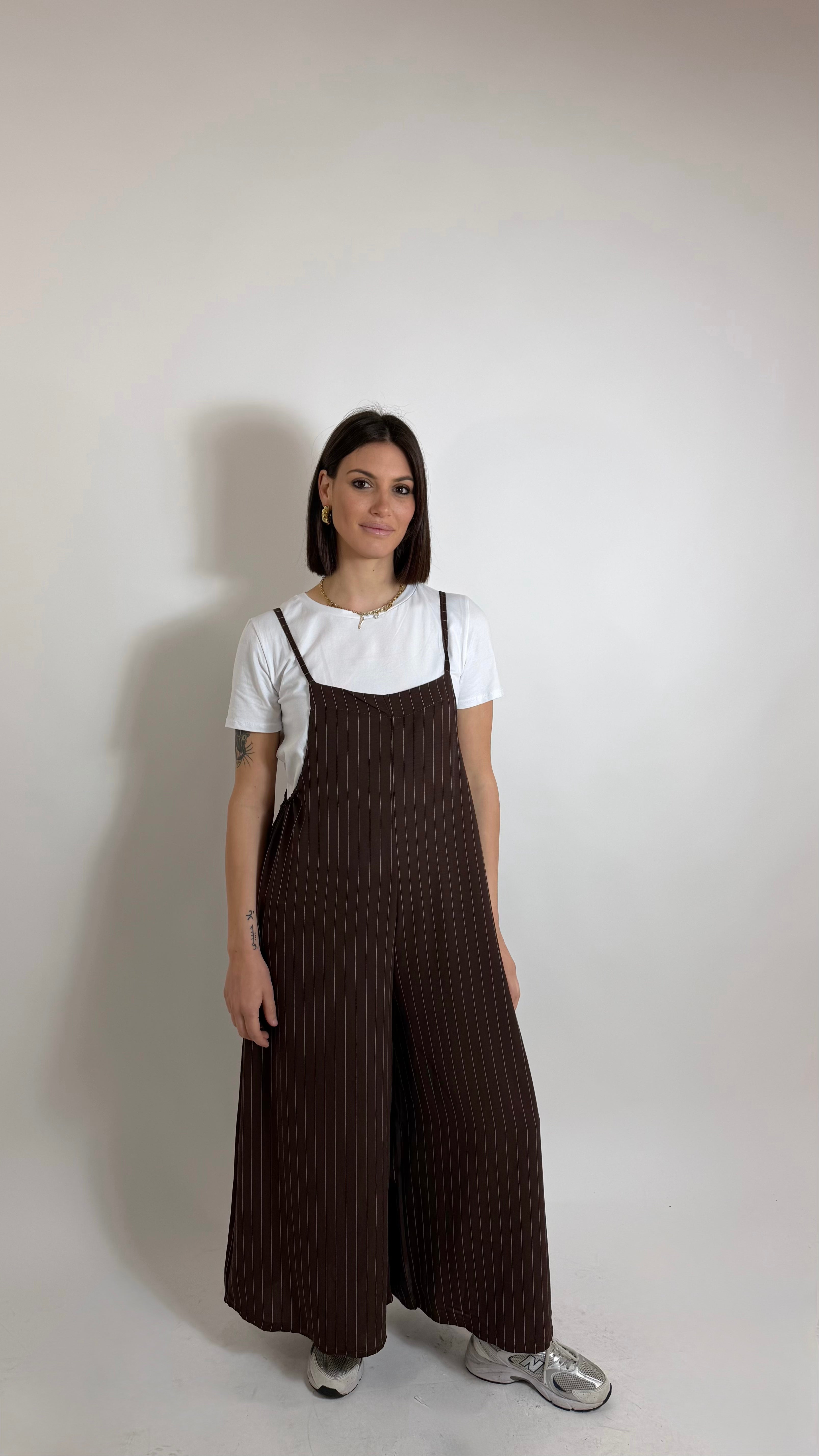 Salopette Gessata T-Shirt inclusa Choco