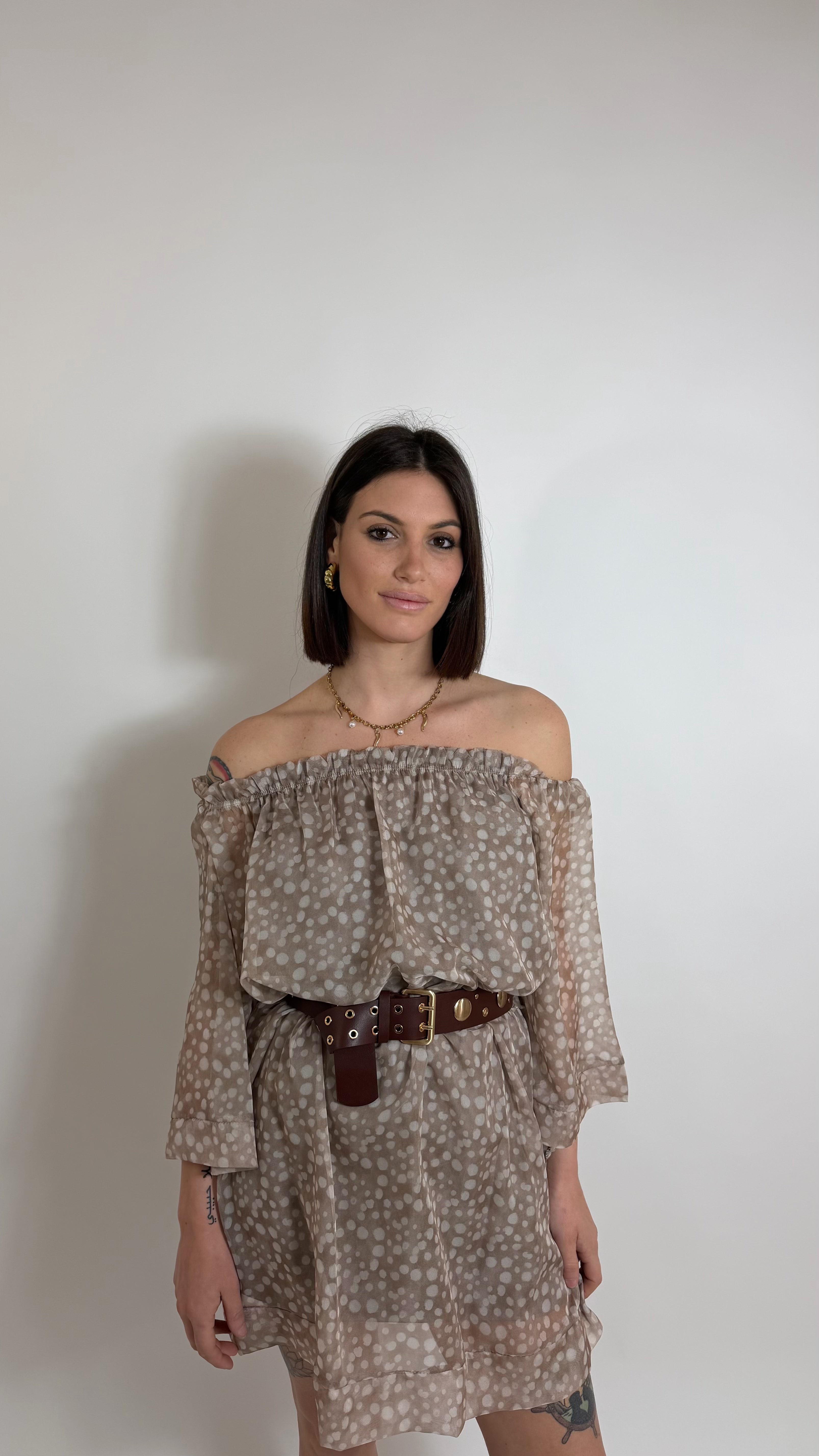 Soft Blouse Dress Pois Beige