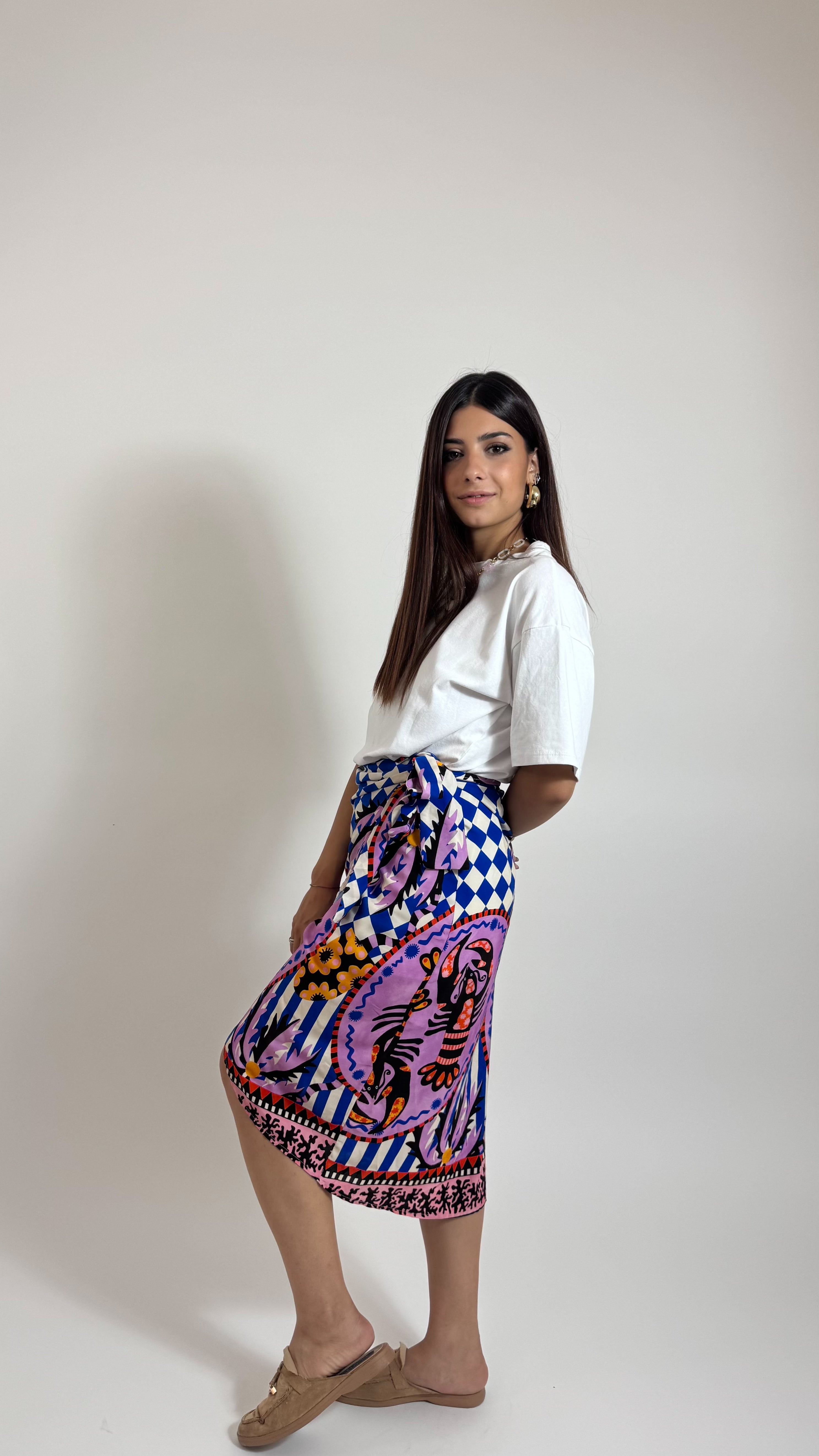 Gonna Pareo Midi Lobster Blu Elettrico