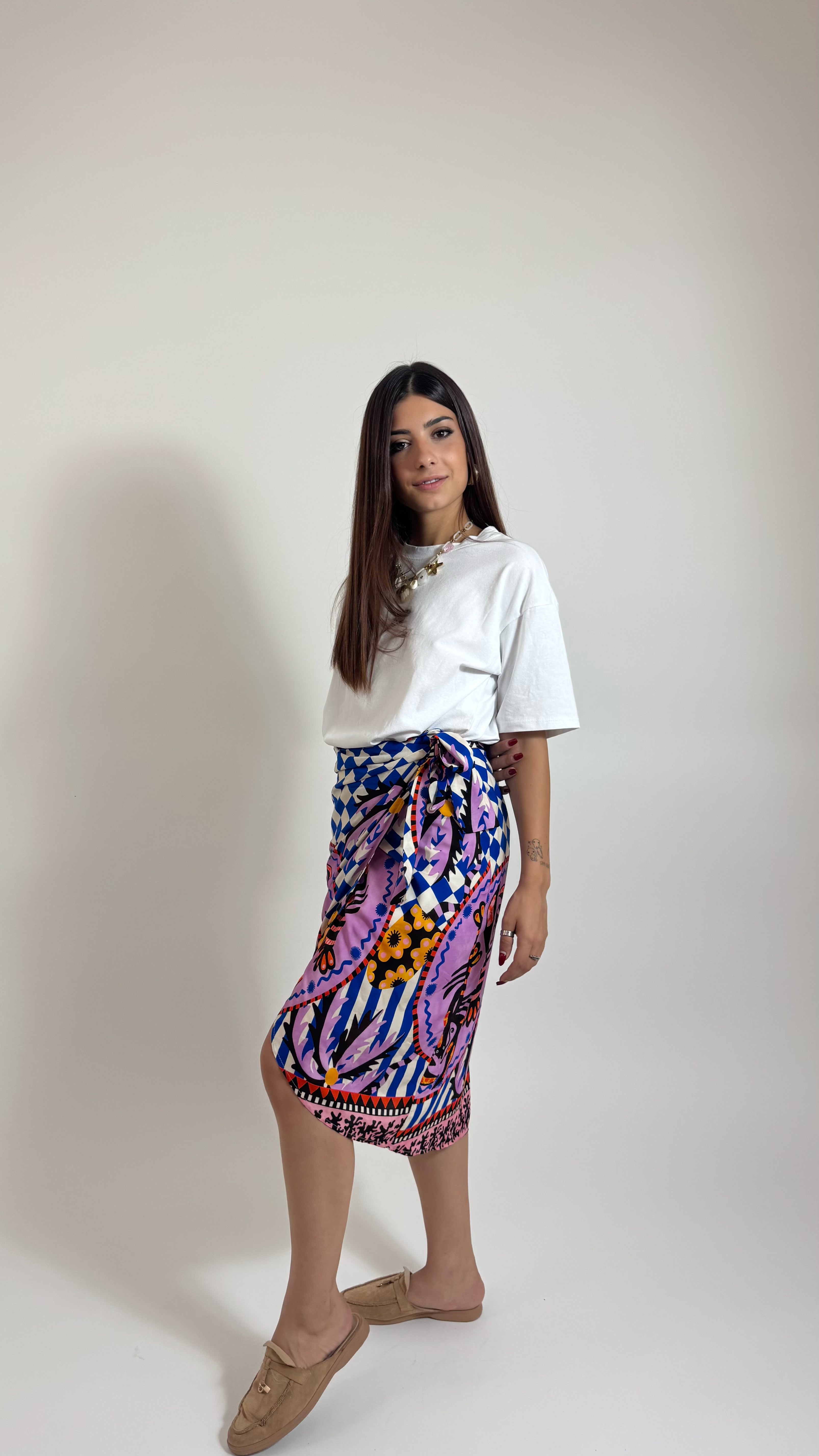Gonna Pareo Midi Lobster Blu Elettrico