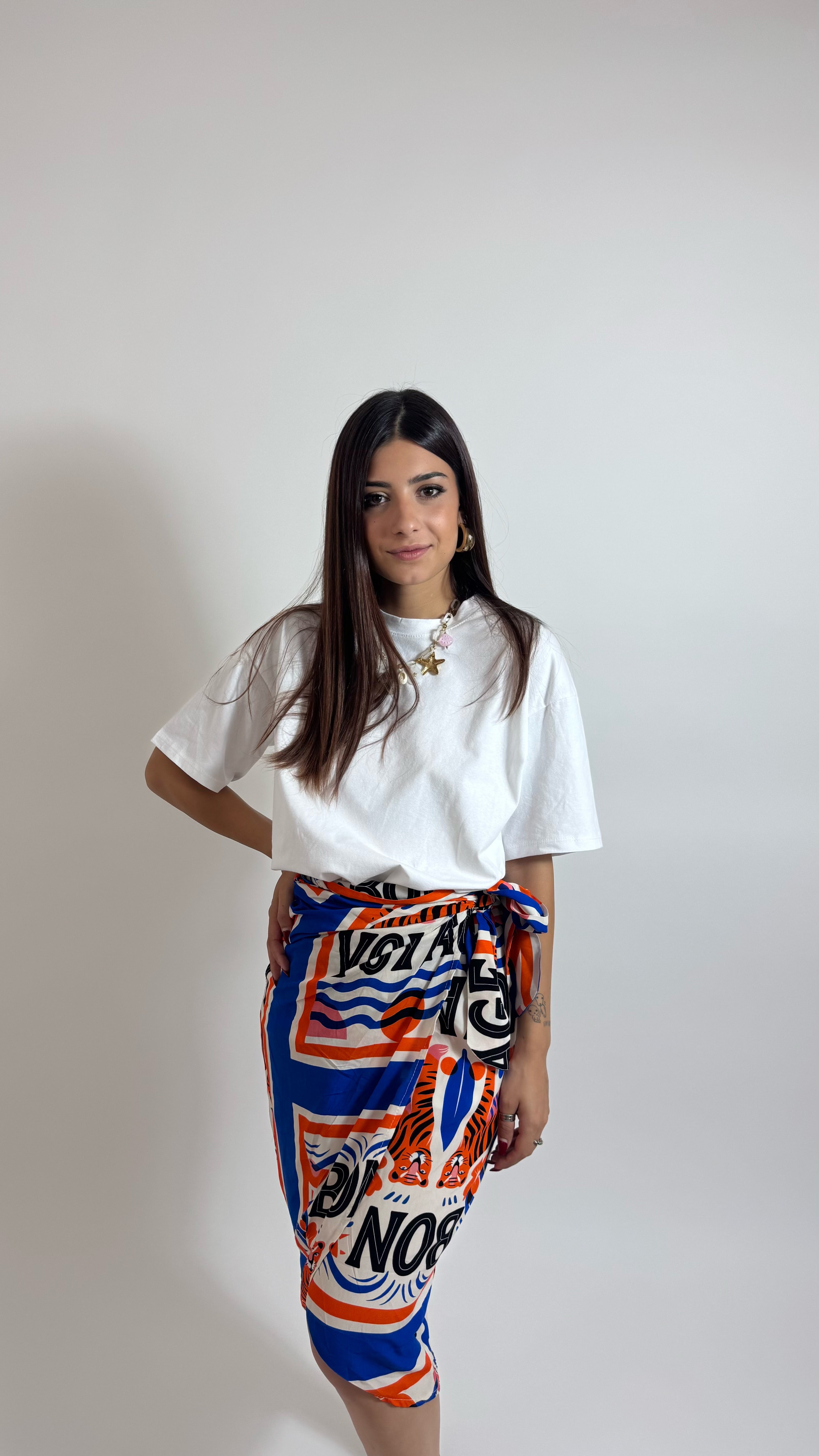 Gonna Pareo Midi Tiger Blu elettrico