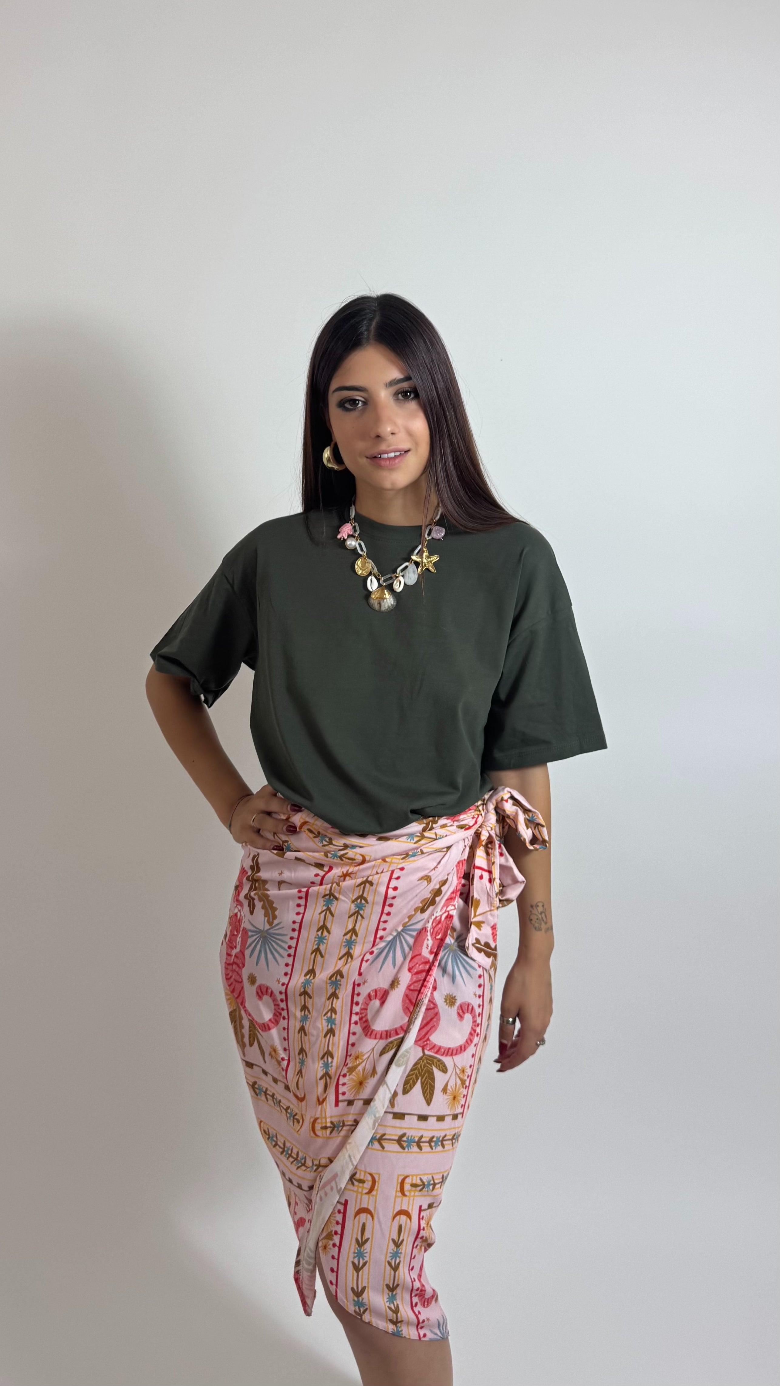 Gonna Pareo Midi Tiger Rosa