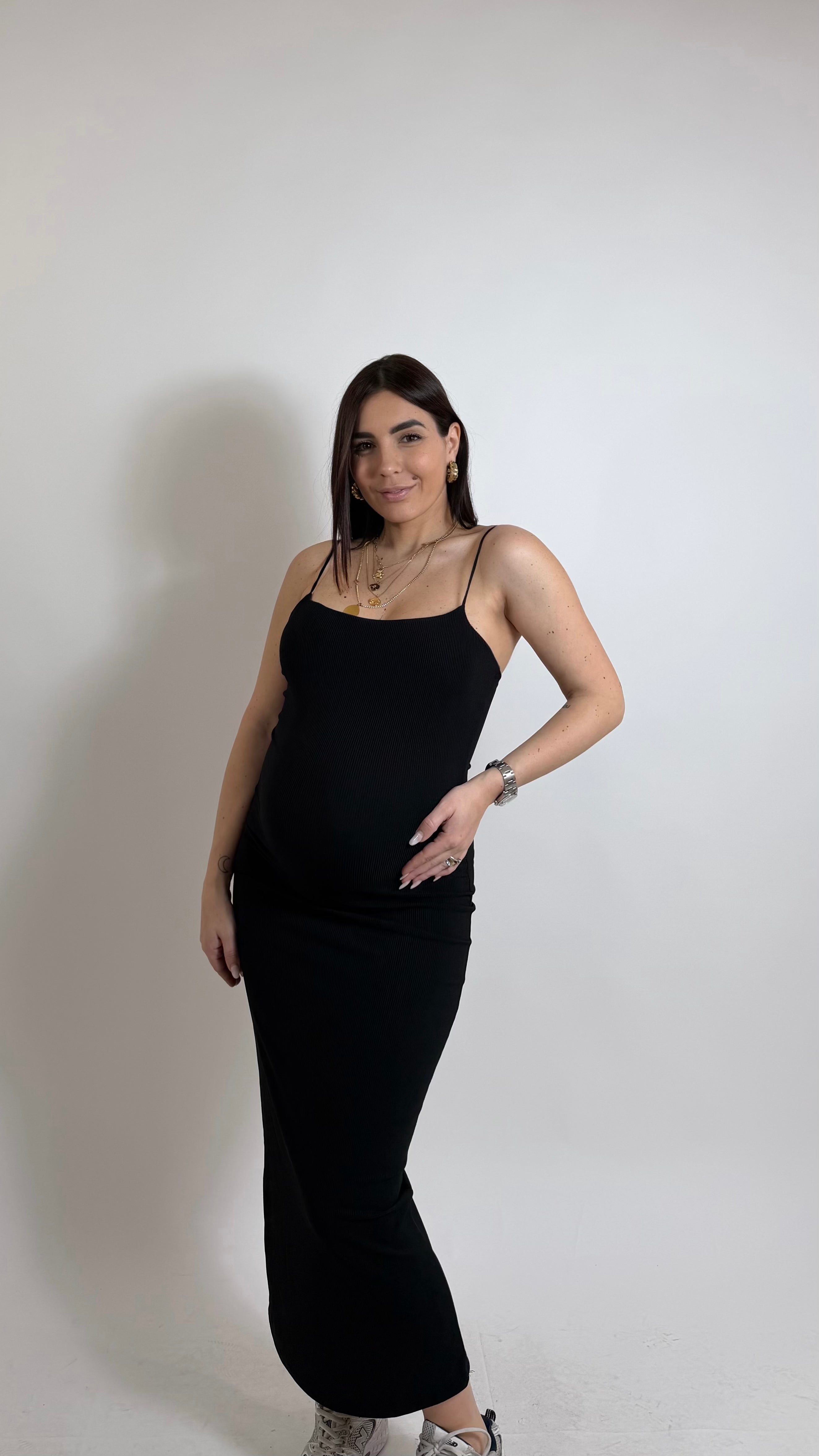 Abito Basic bretella sottile Nero