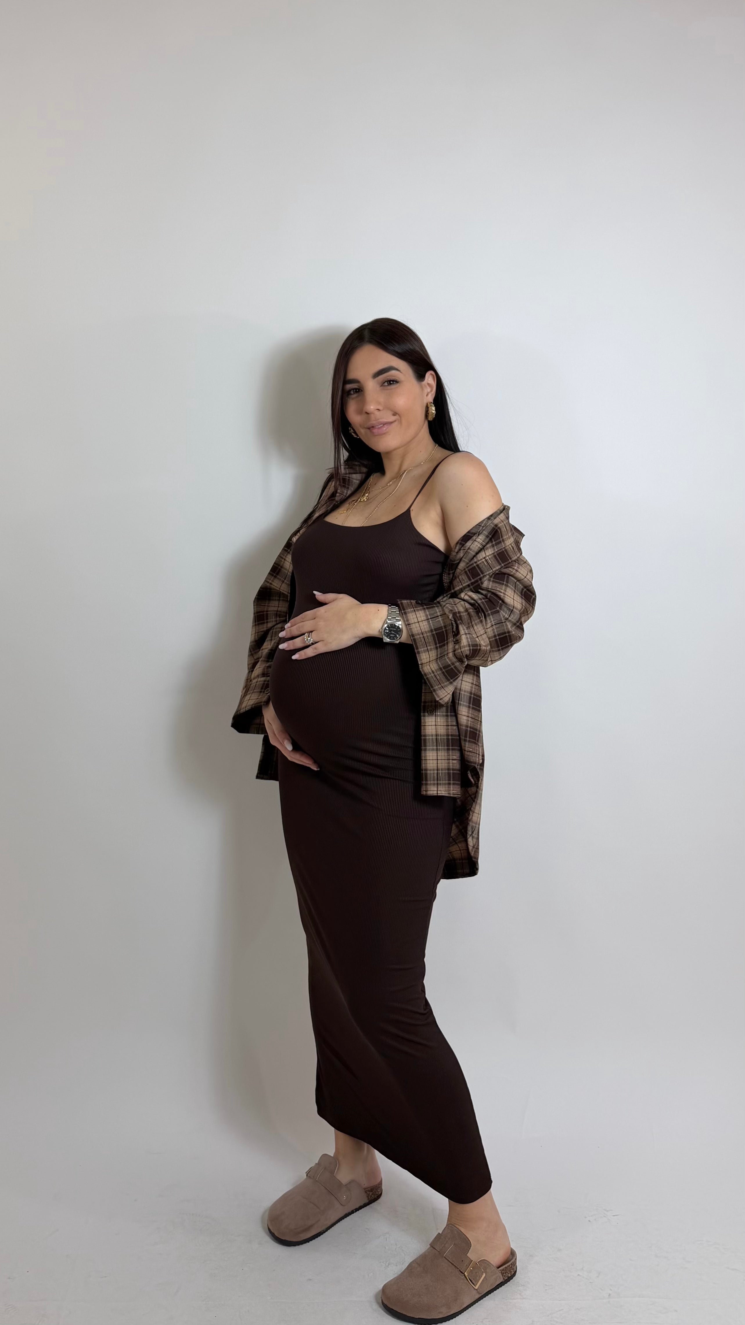 Abito Basic bretella sottile Cioccolato