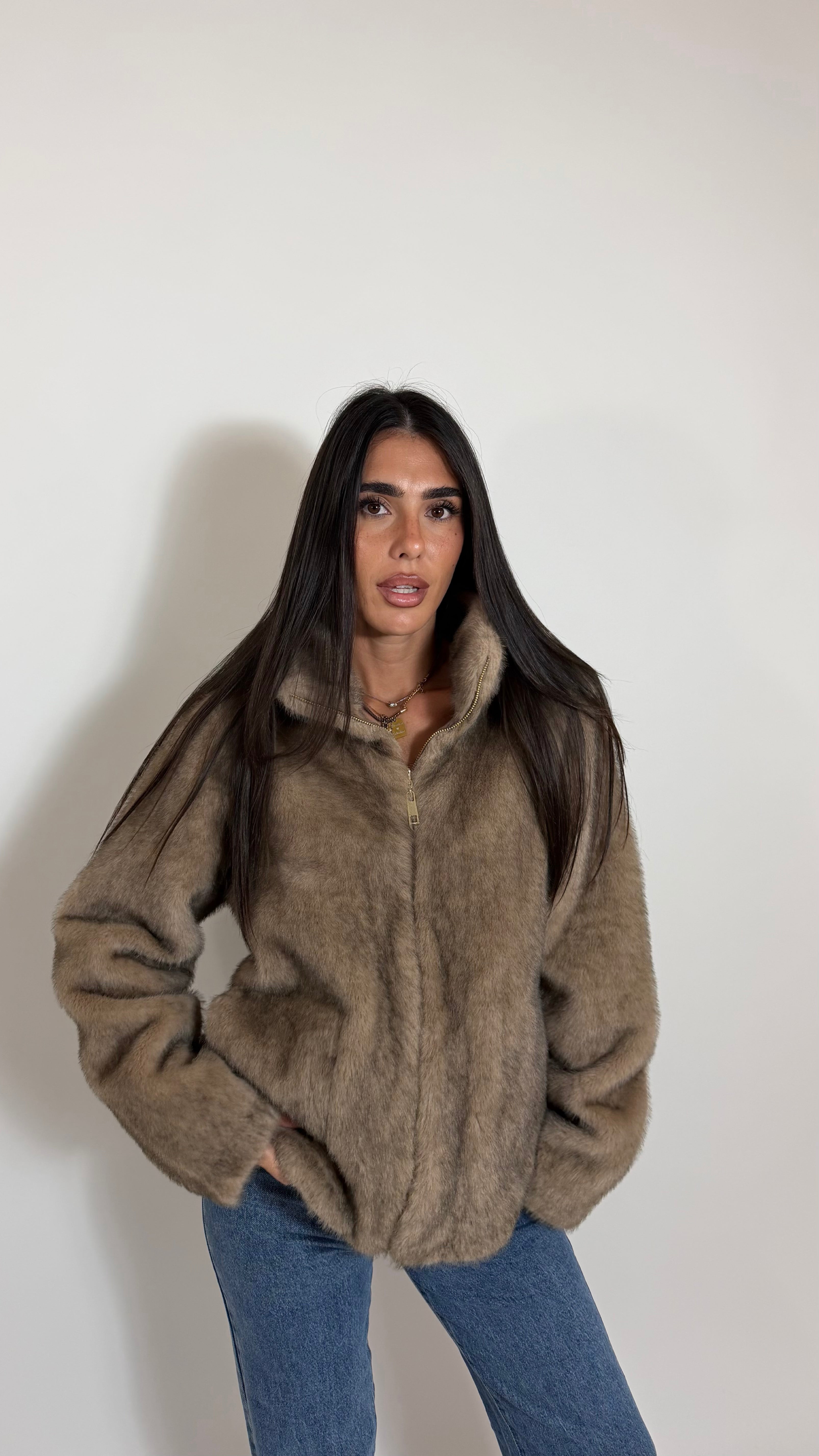 Pelliccia Double Face Reversible Tortora