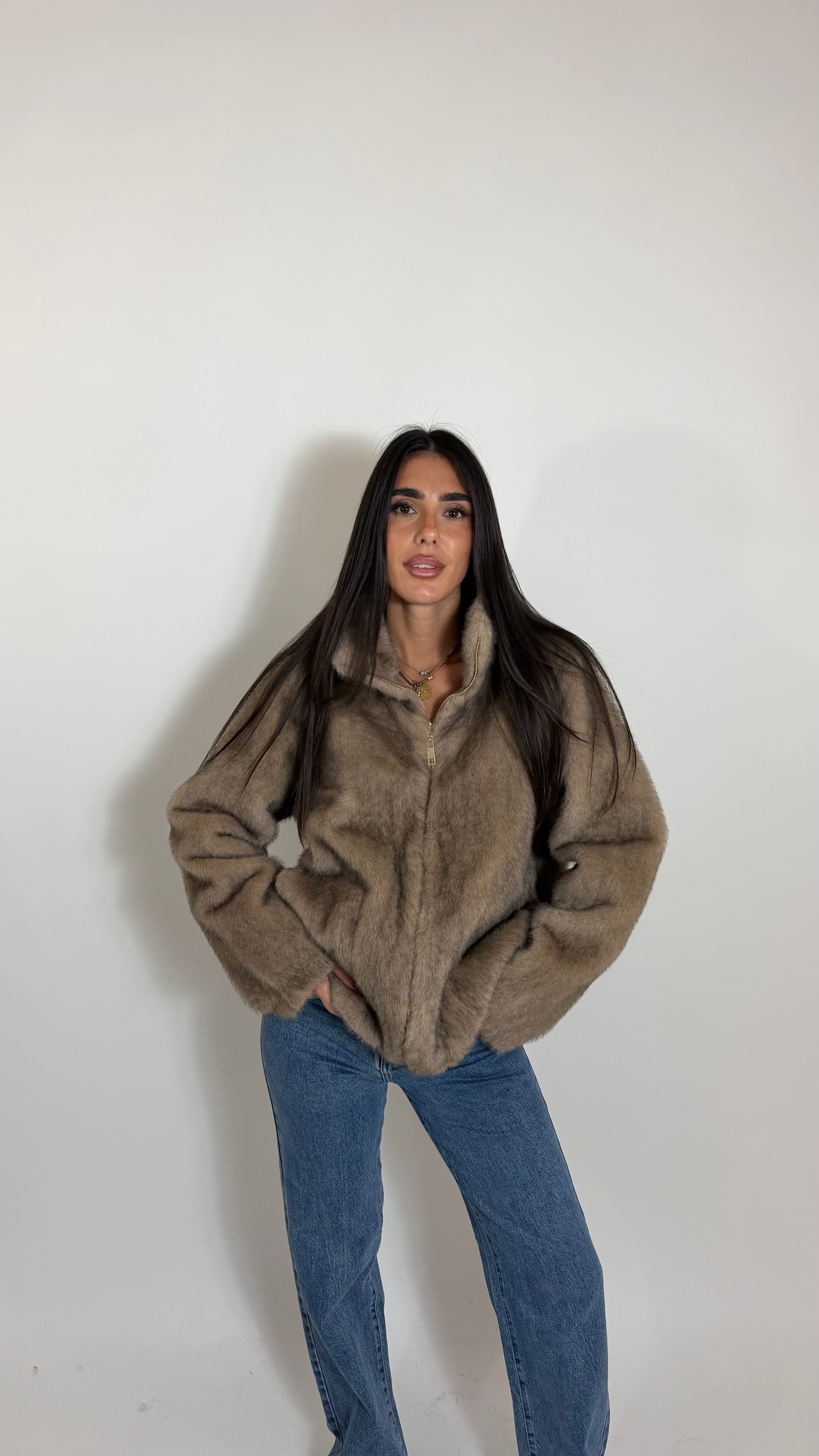 Pelliccia Double Face Reversible Tortora