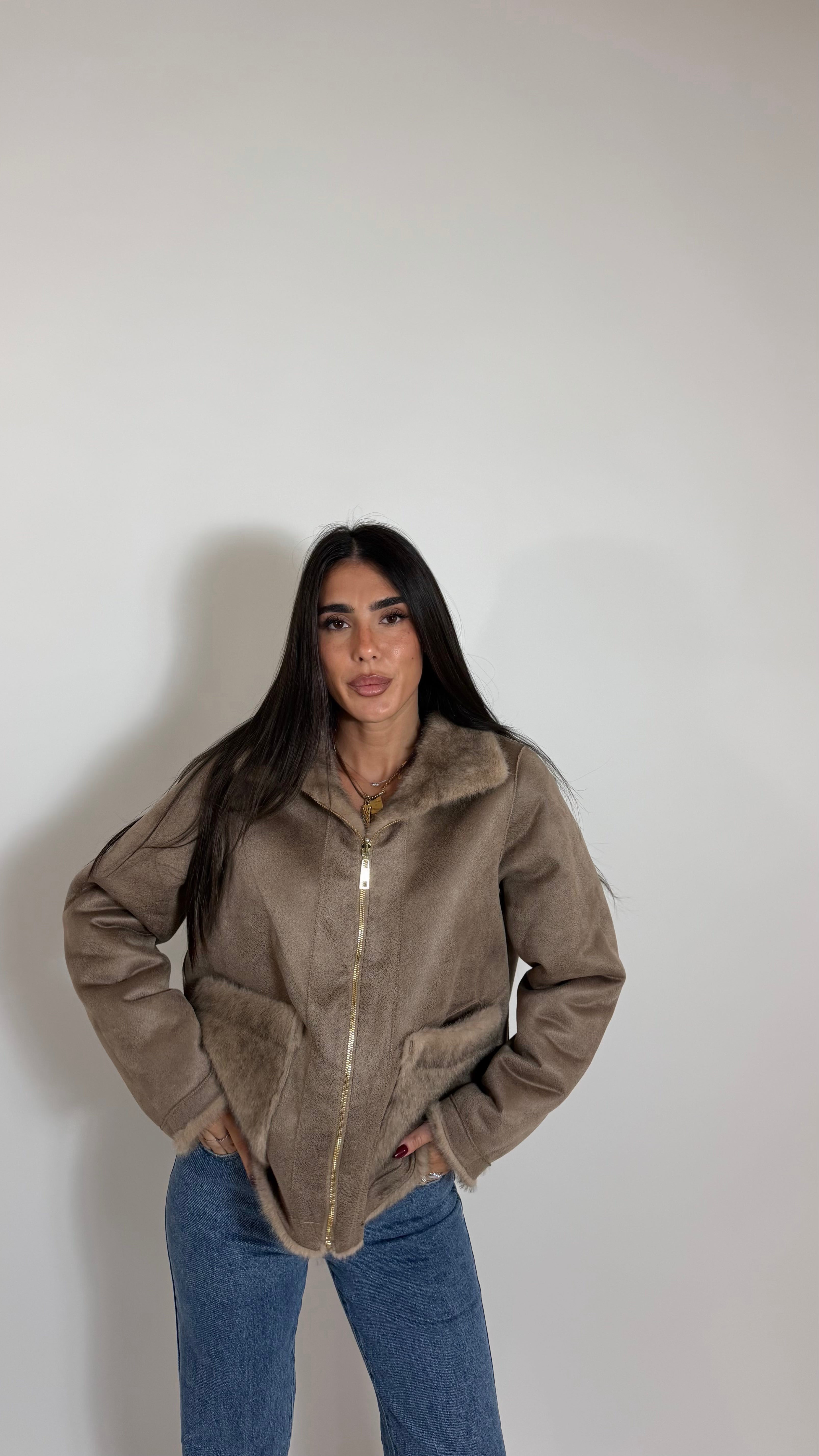 Pelliccia Double Face Reversible Tortora