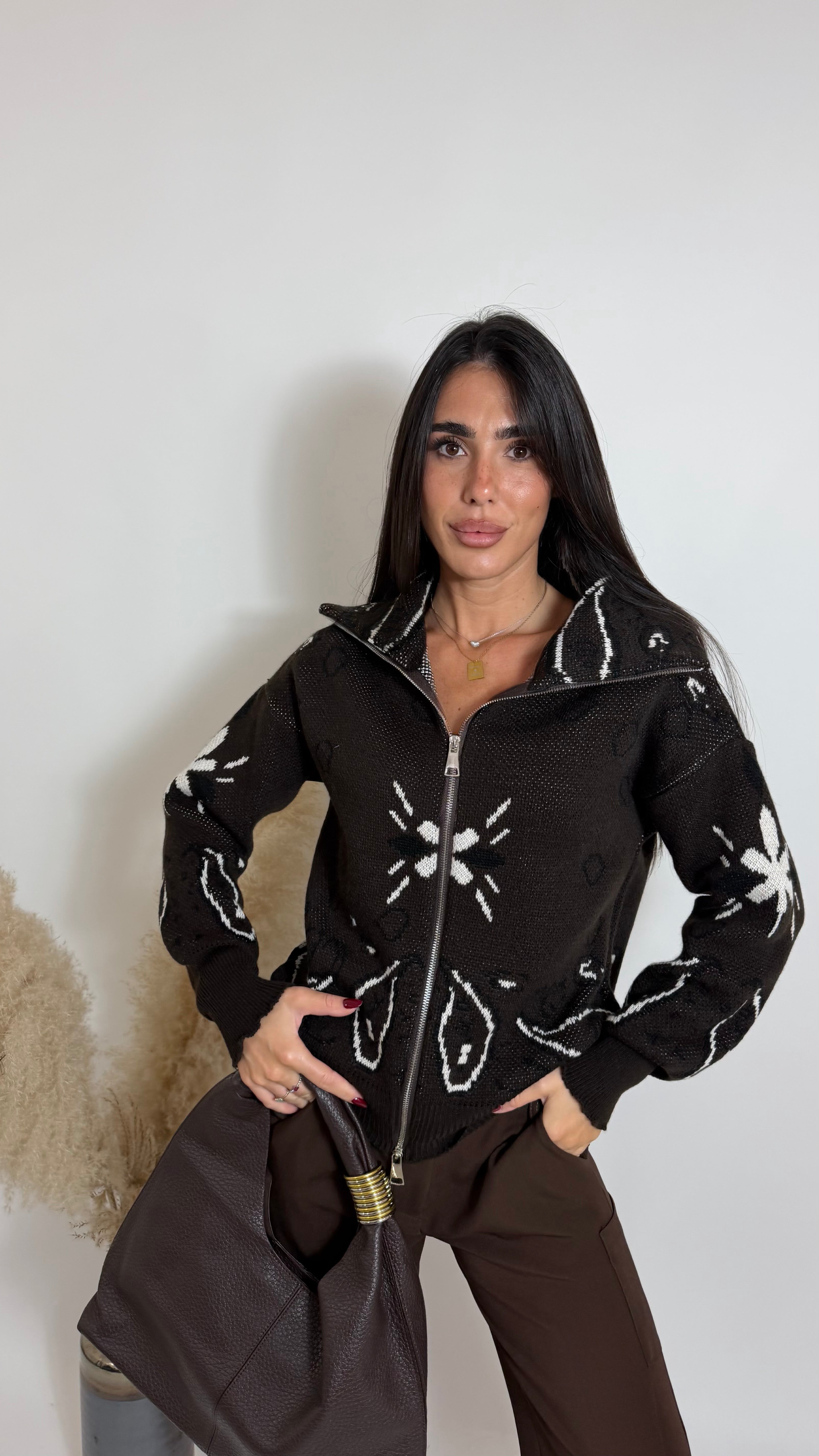 Cardigan Bandana Zip Moka