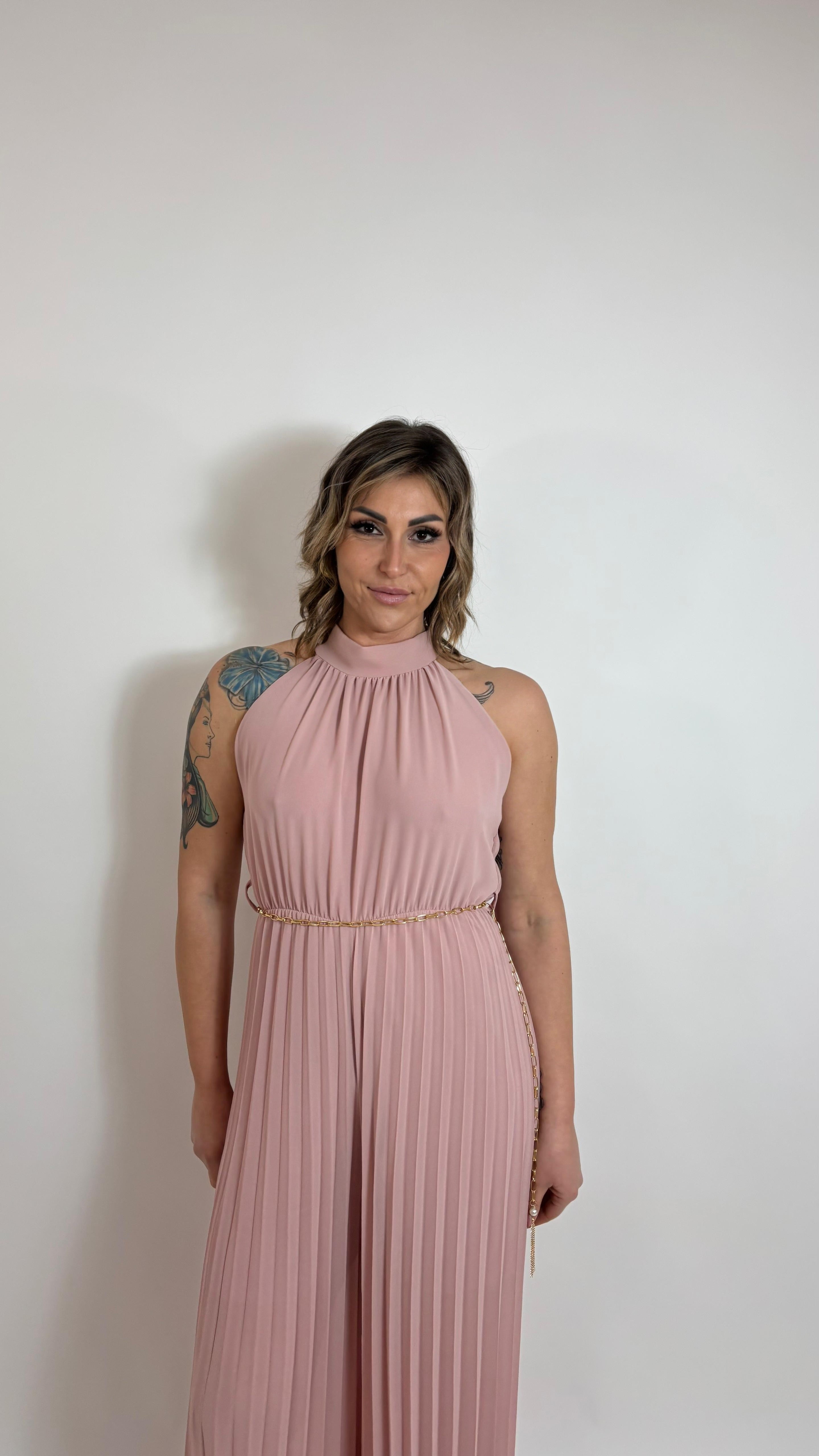 Tuta Dalia Plissè Rosa