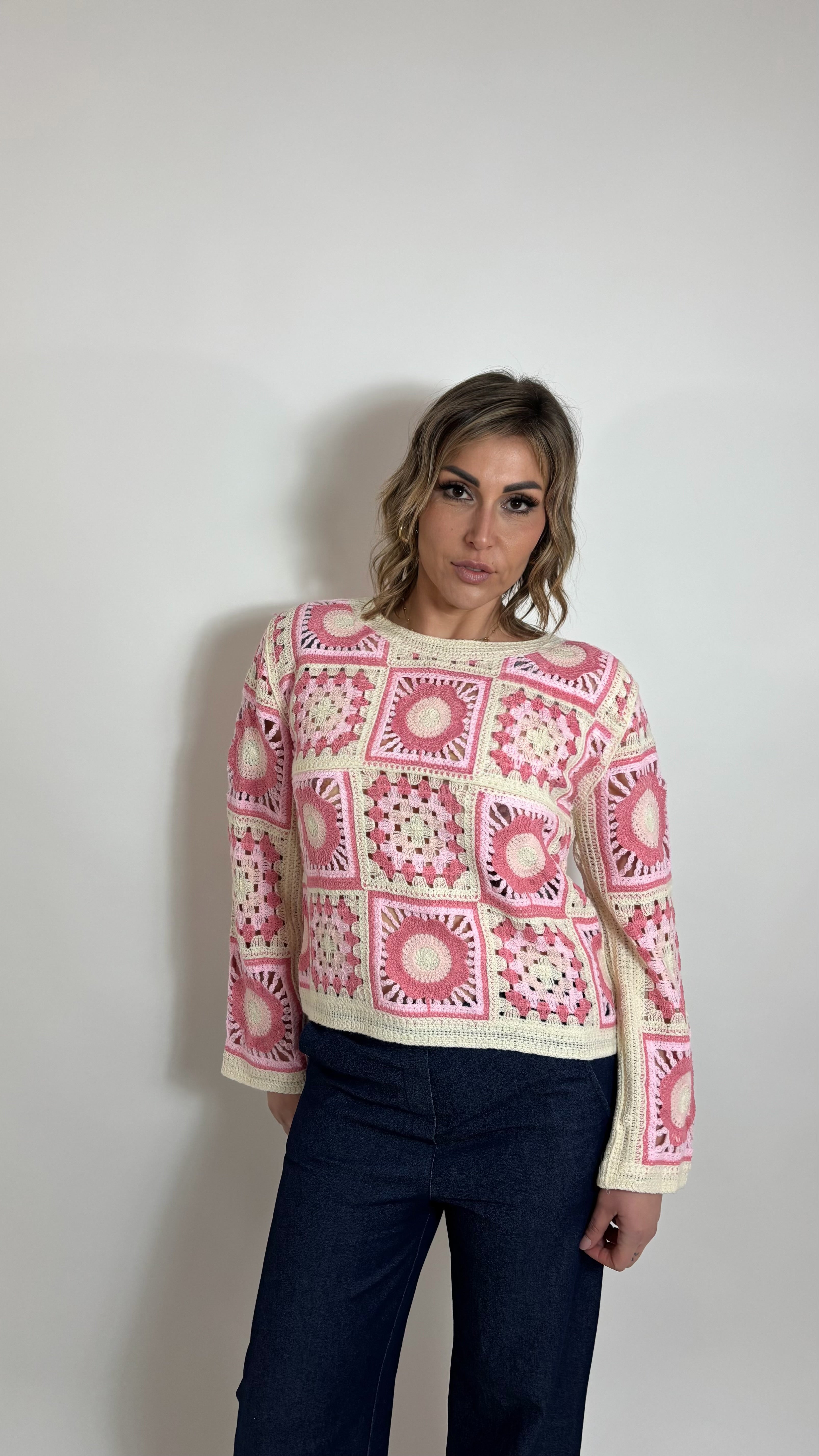 Maglia Gipsy Crochet Pink