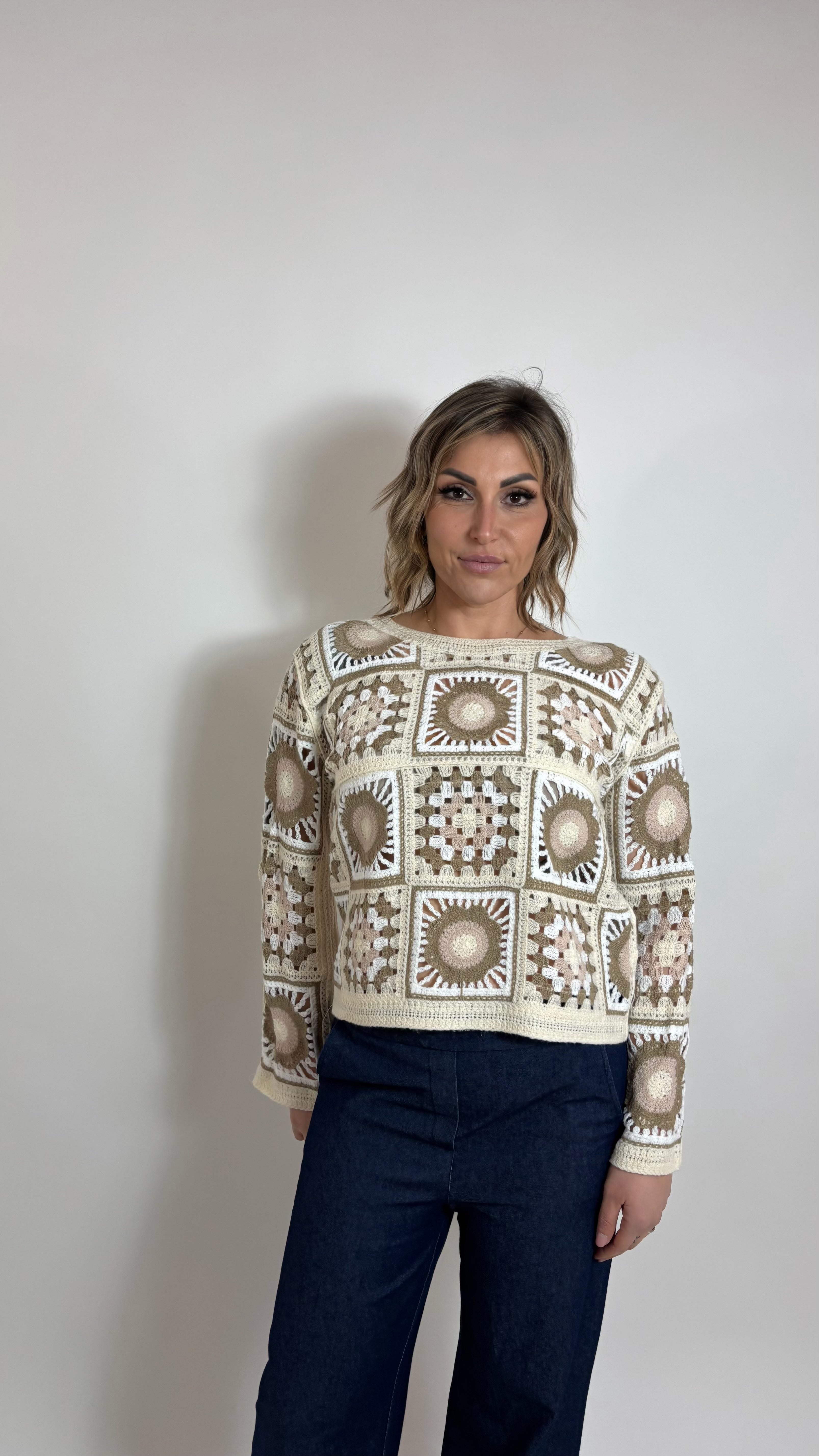 Maglia Gipsy Crochet Beige