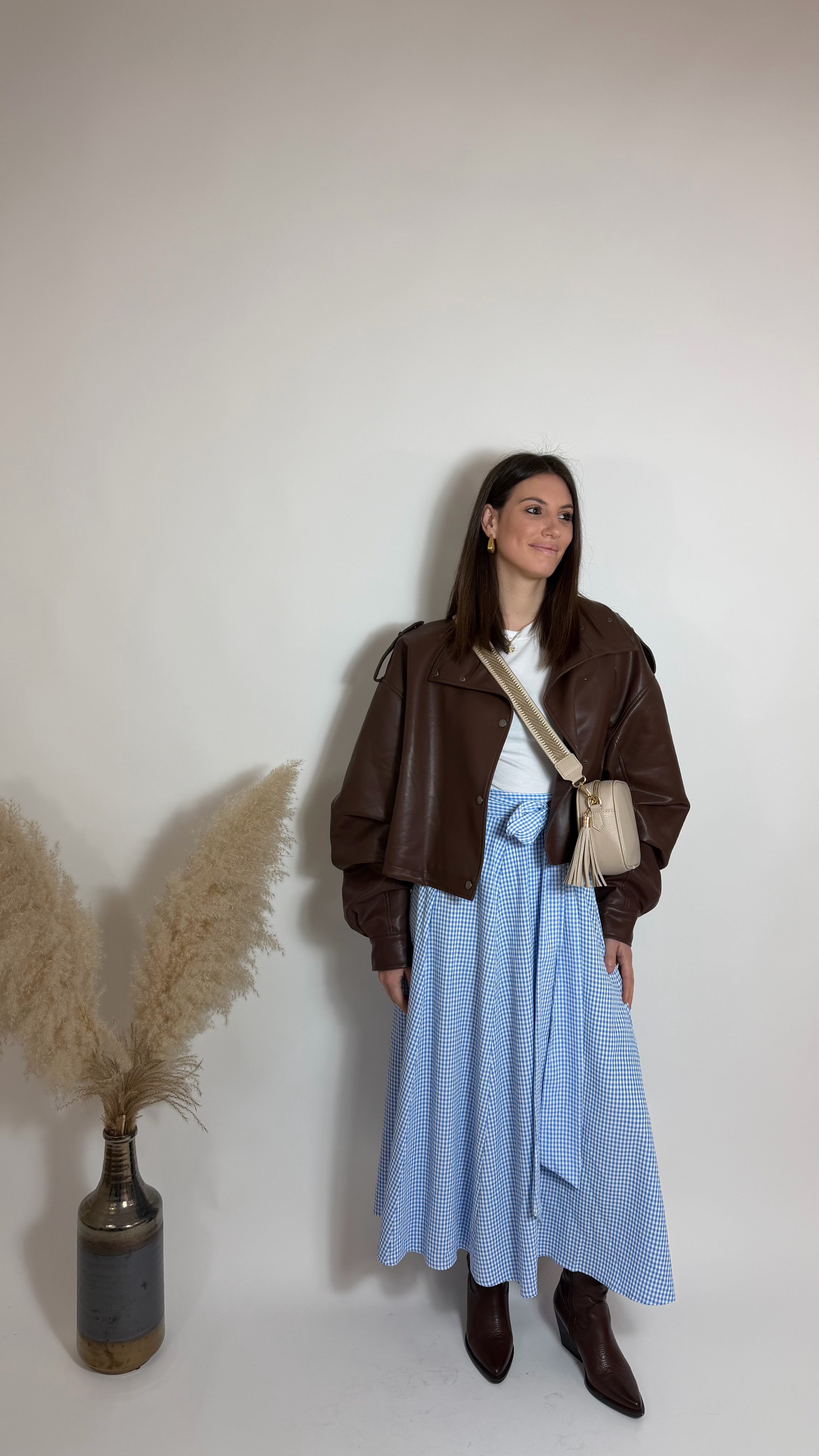 Gonna Midi Vichy Celeste