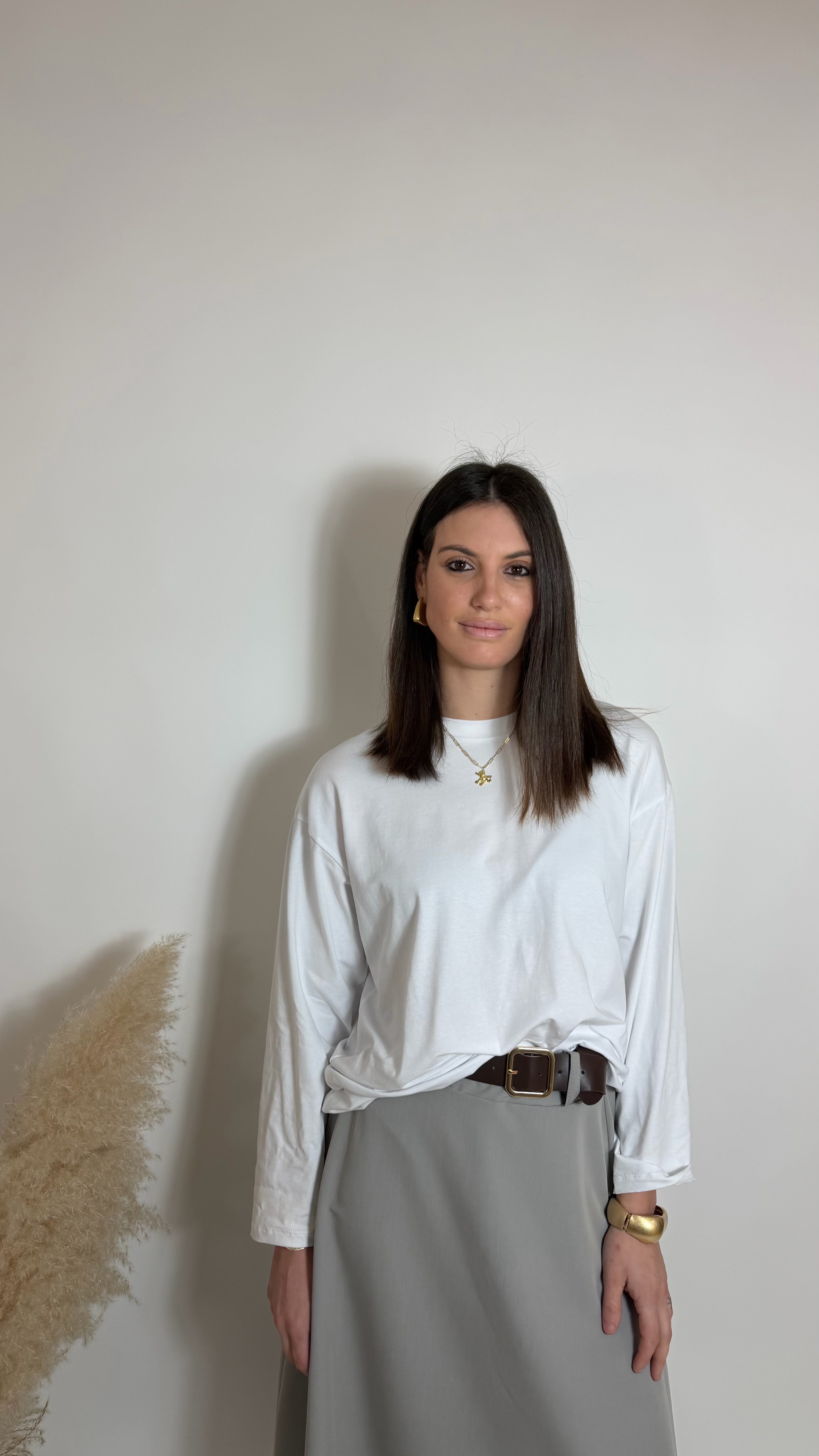 Maglia Over Manica Lunga Bianca