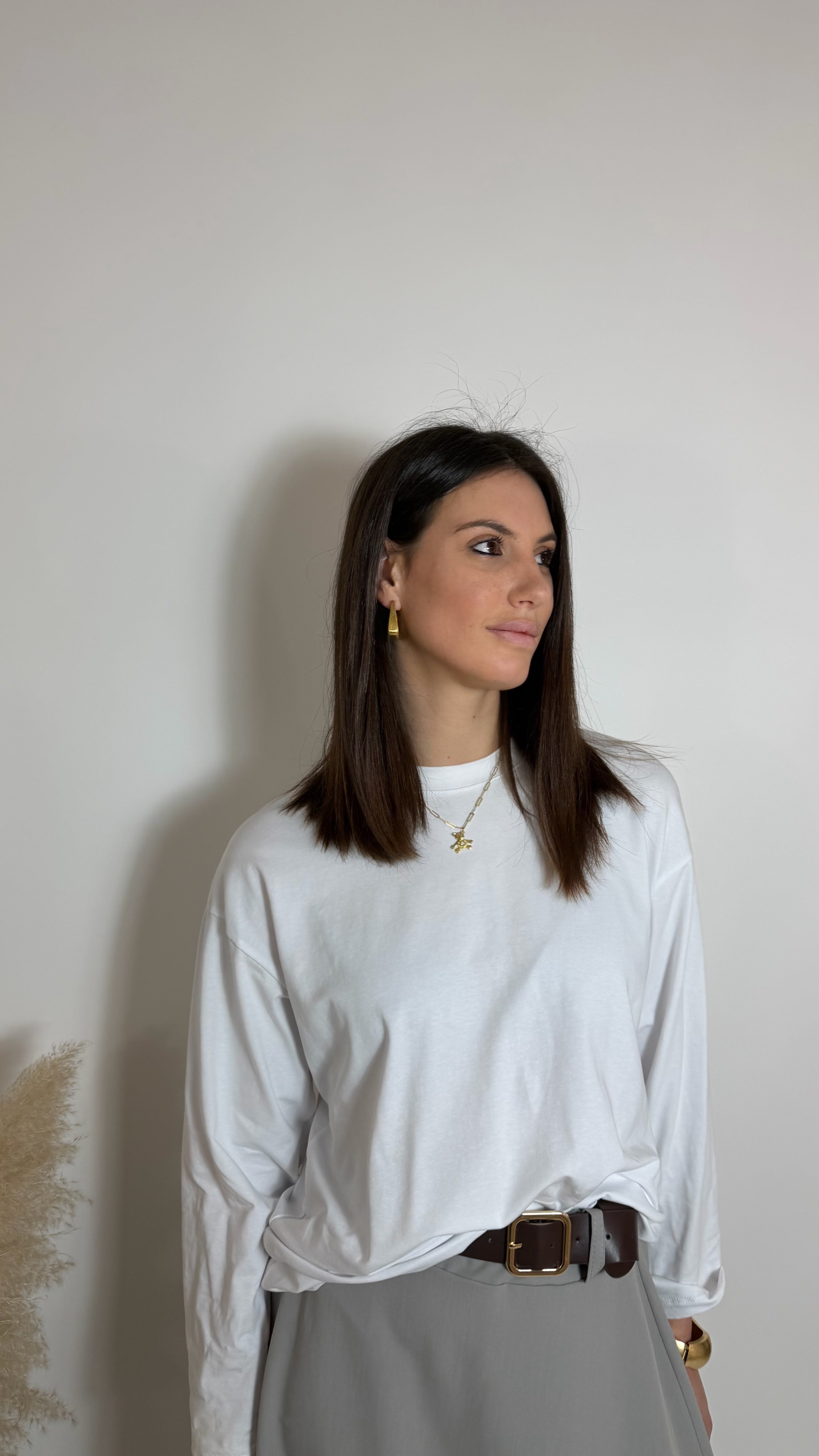 Maglia Over Manica Lunga Bianca