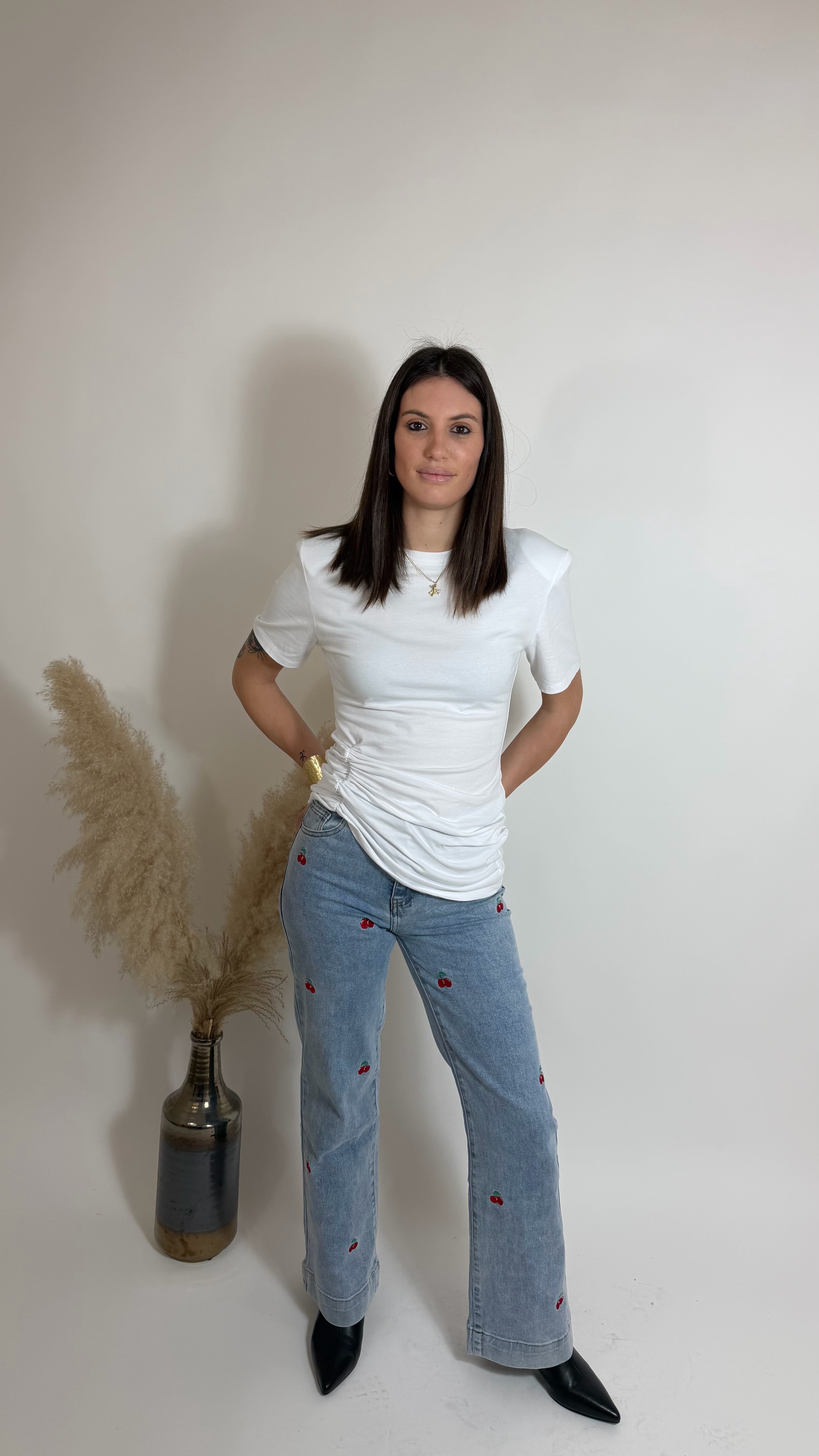 T-Shirt Long Drappeggio Bianca