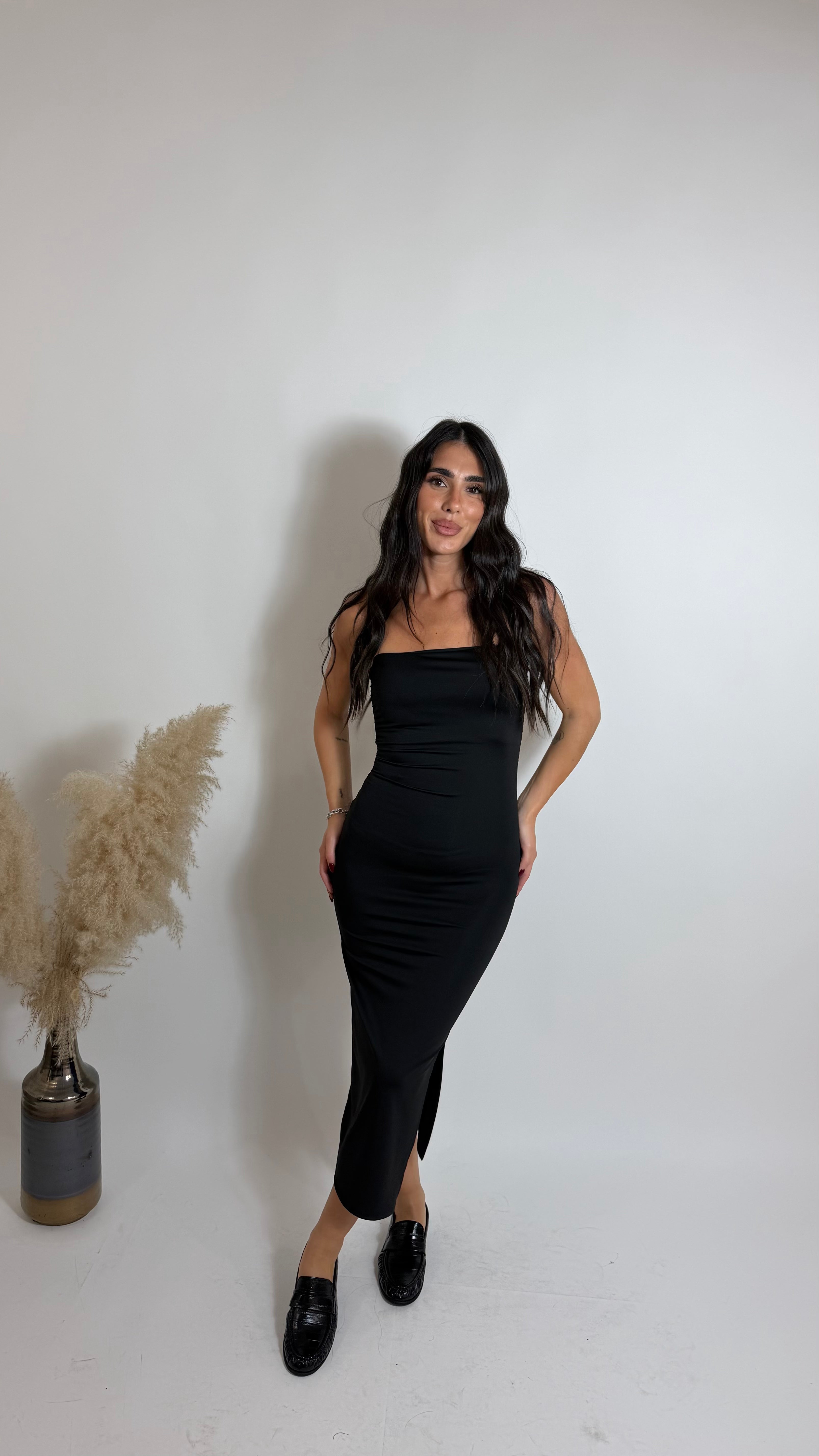 Abito Bandeau Midi Nero