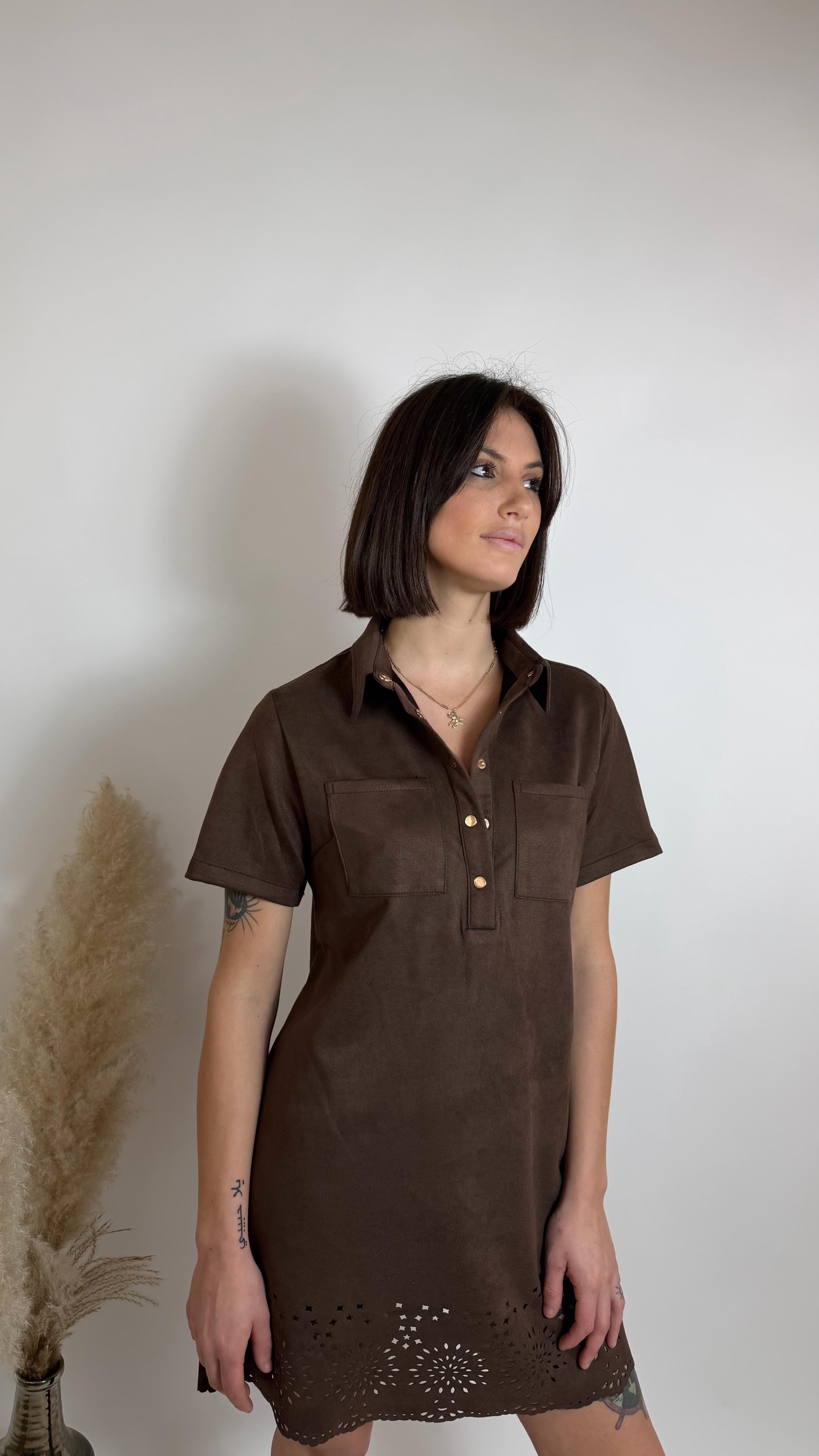 Minidress  Chemisier Scamosciato Choco