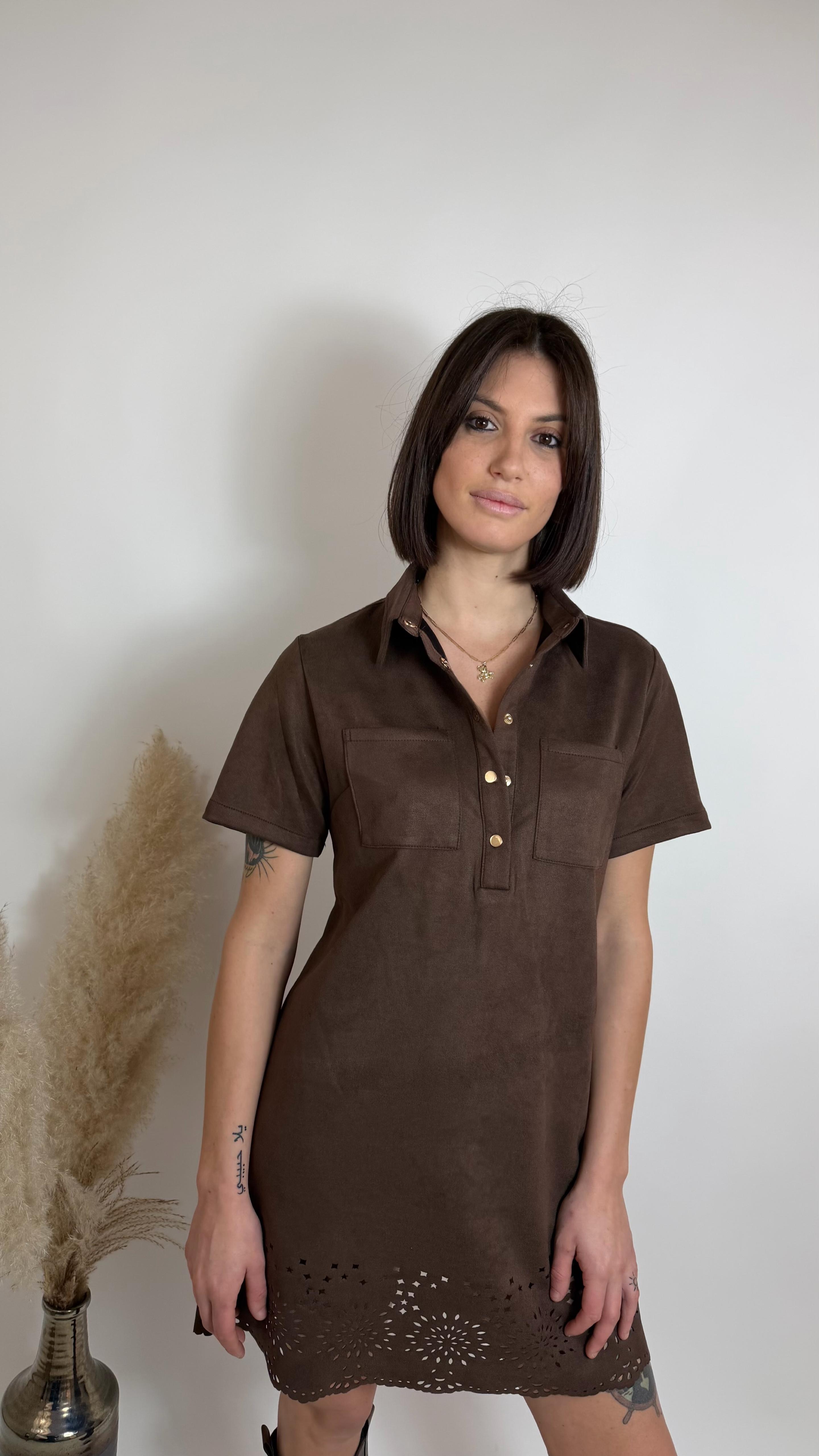 Minidress  Chemisier Scamosciato Choco
