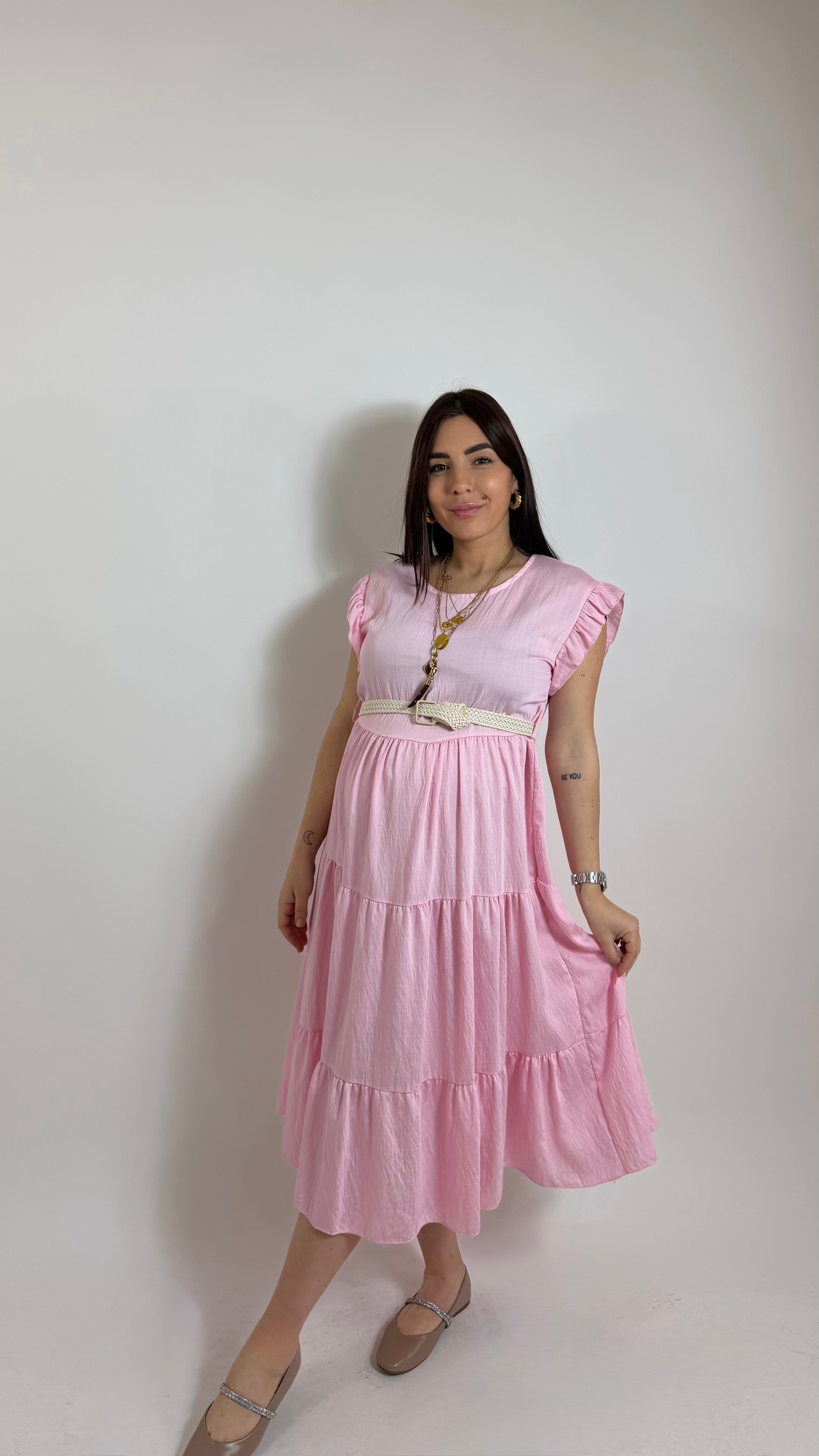 Abito Rouches Rosa