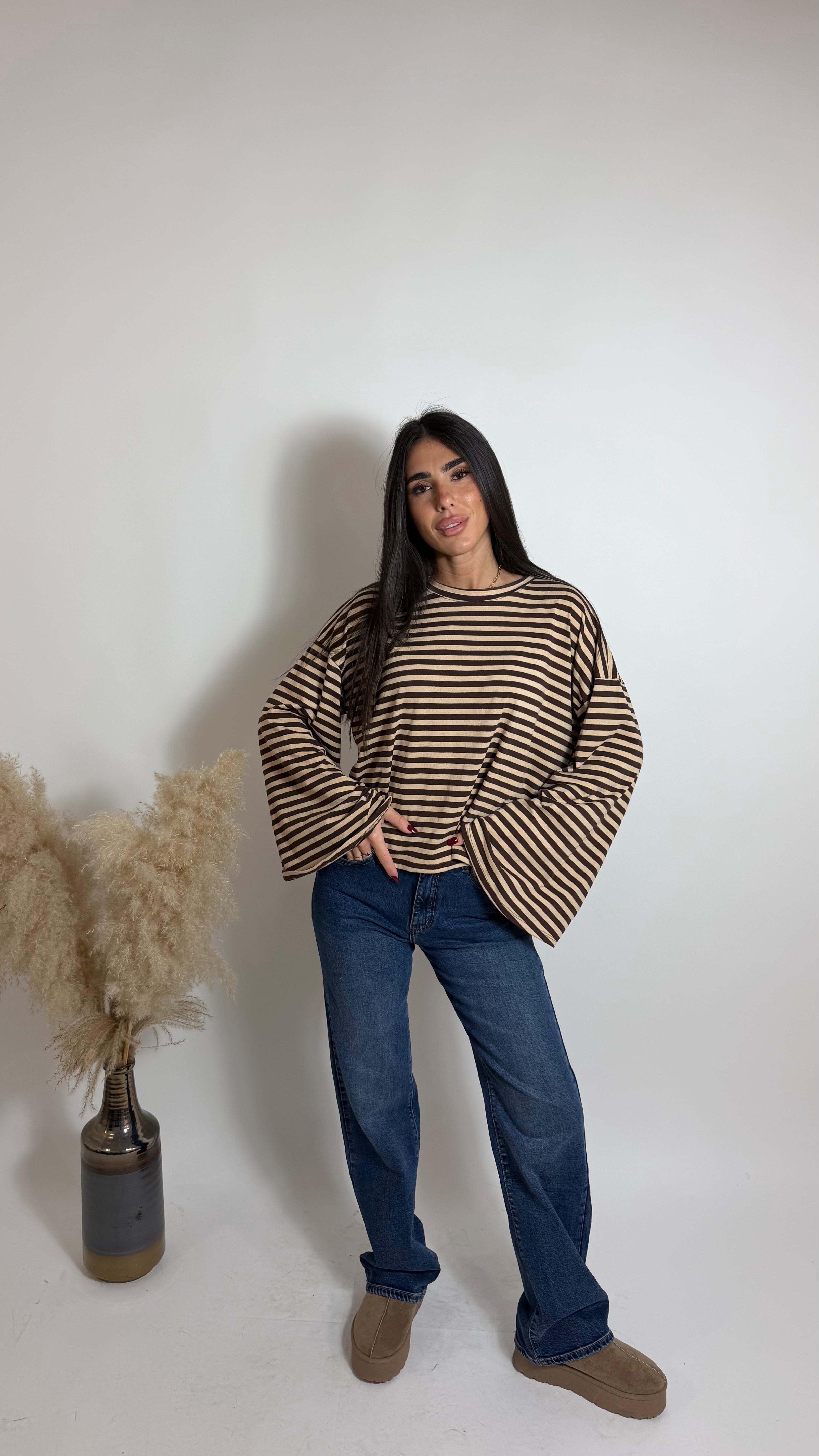 Maglia Stripe Bel Ecru/Choco
