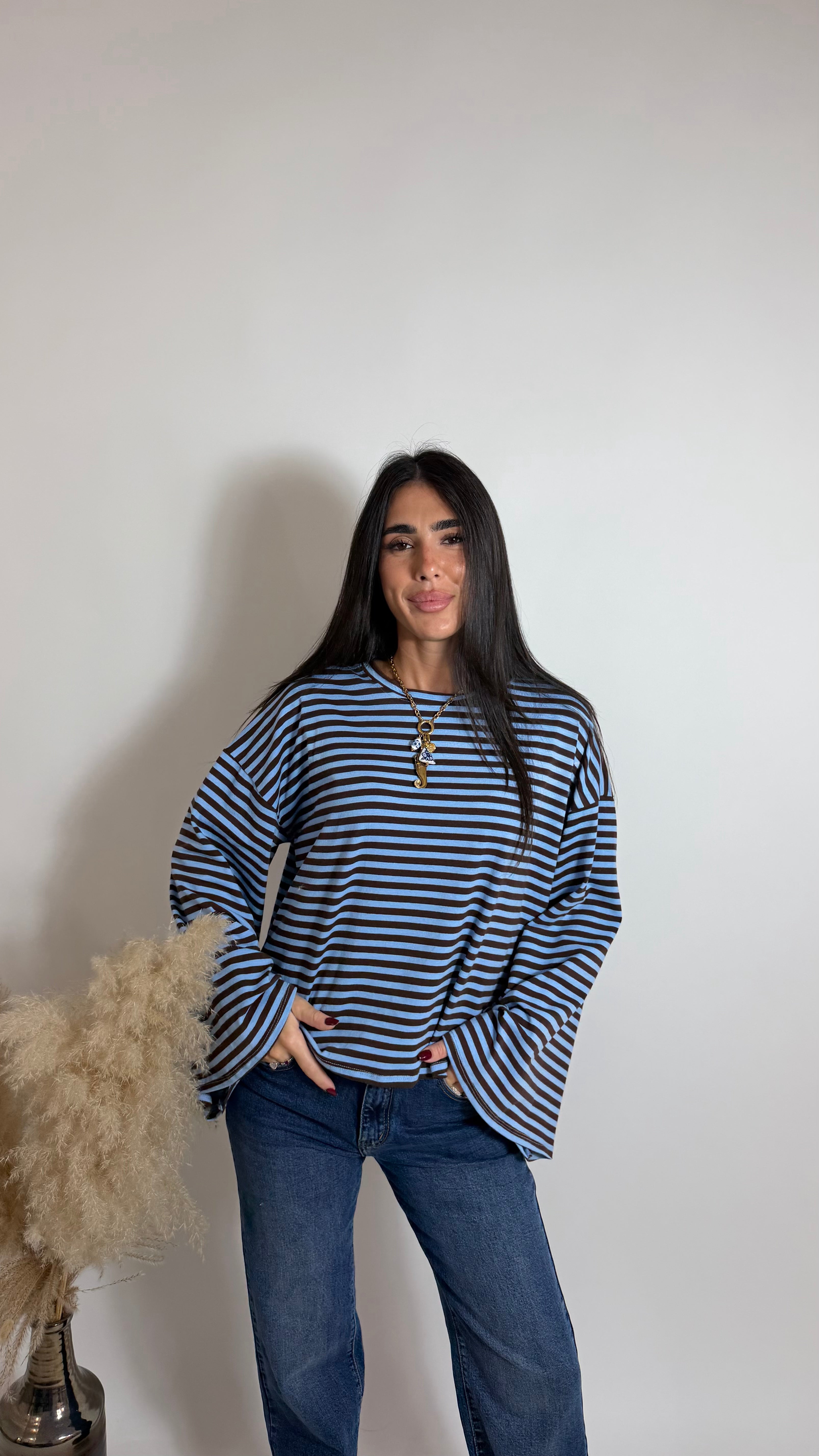 Maglia Stripe Bel Sky/Choco
