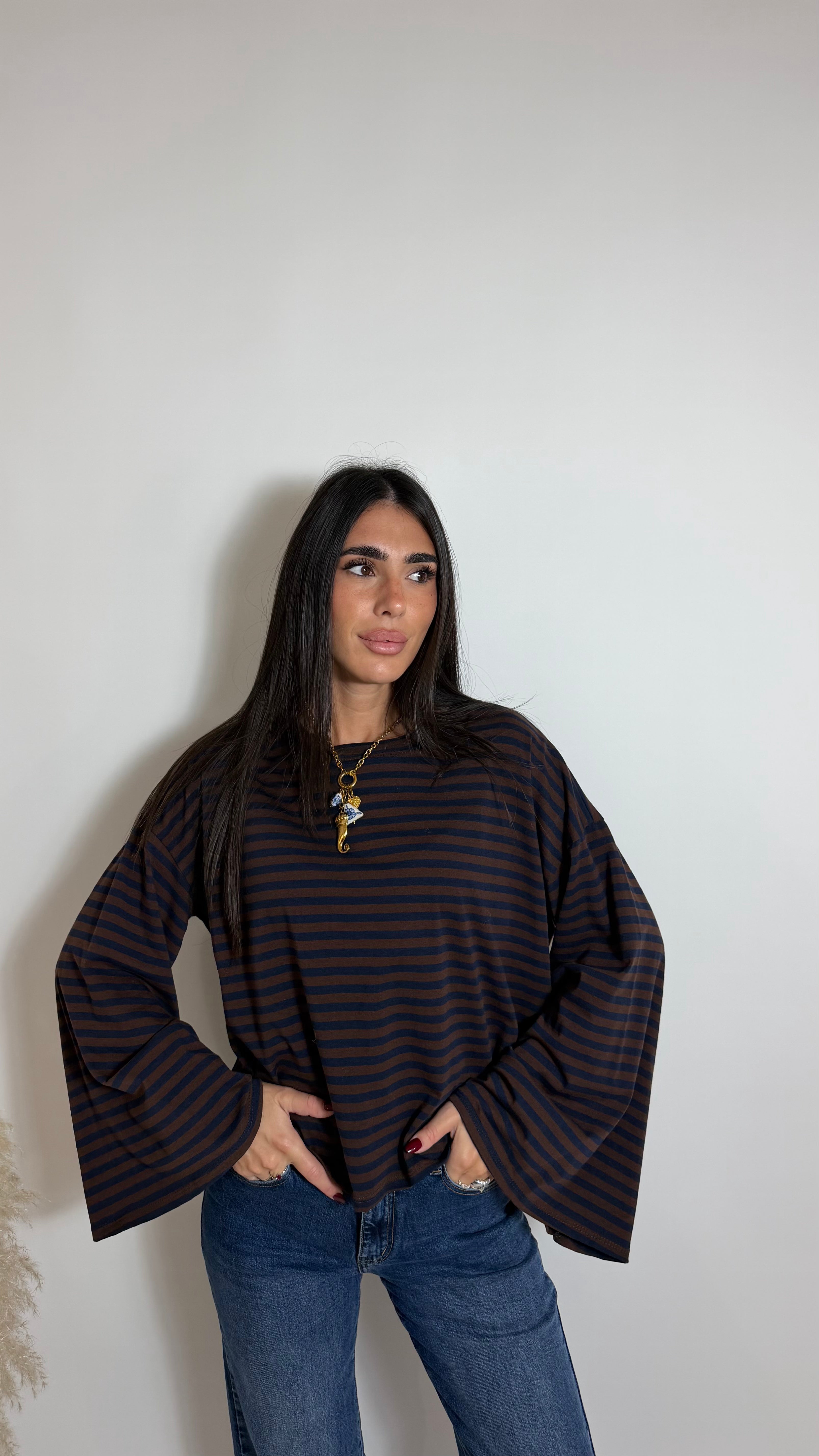 Maglia Stripe Bel Blu/Choco