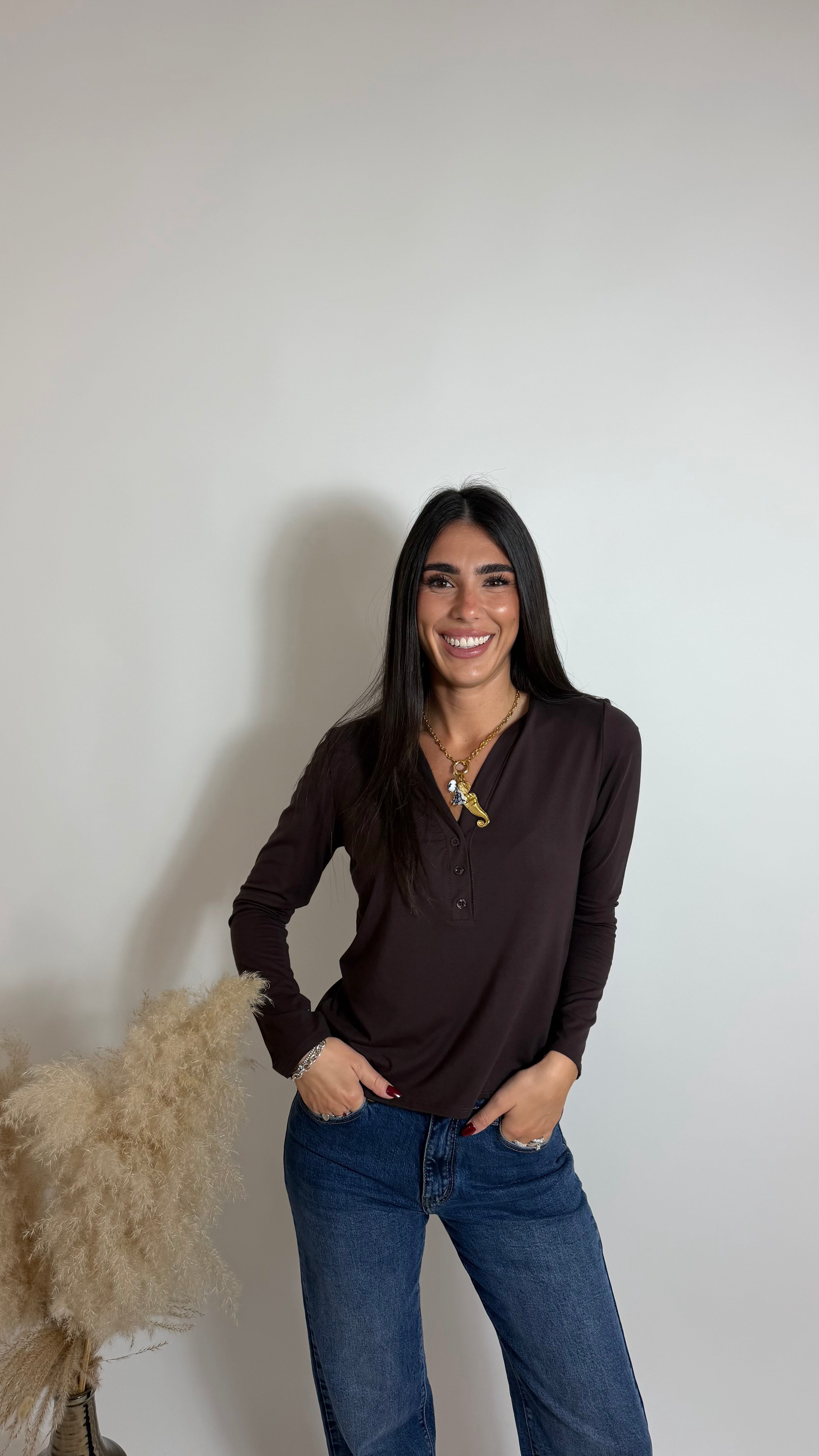 Maglia Serafino Scollo V Choco