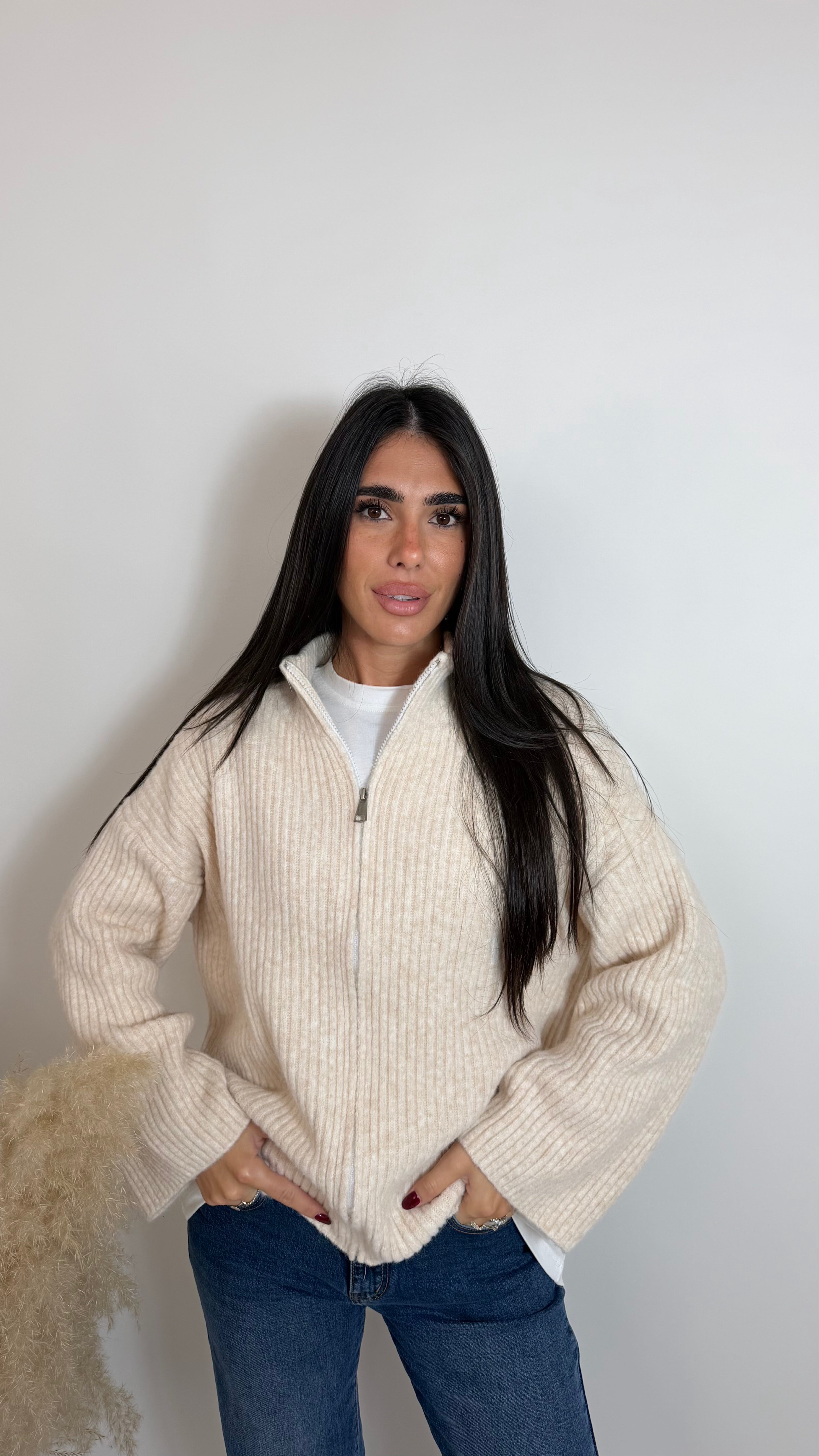 Zip Knit Cardigan Burro