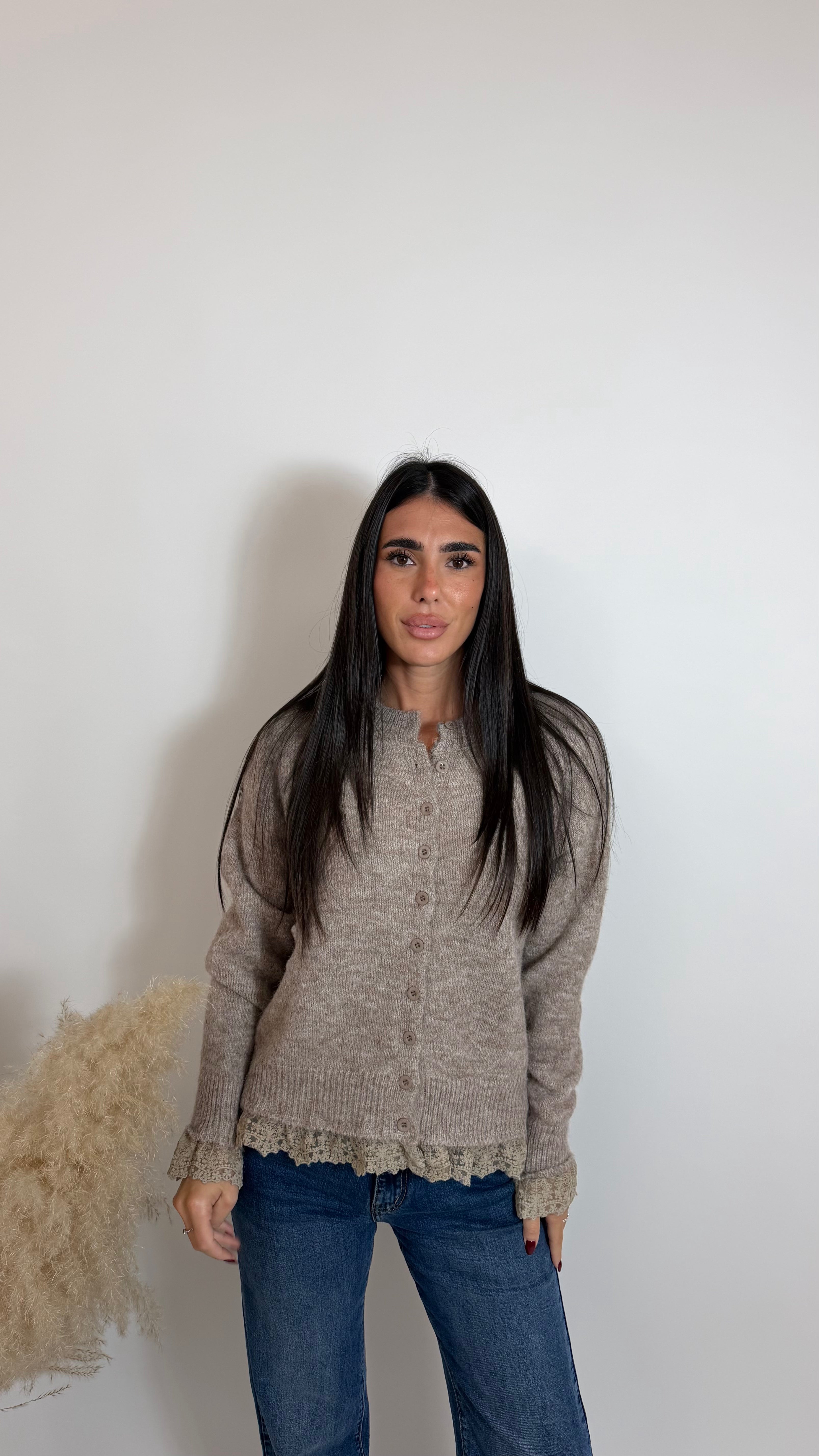 Cardigan Lace Romance Tortora