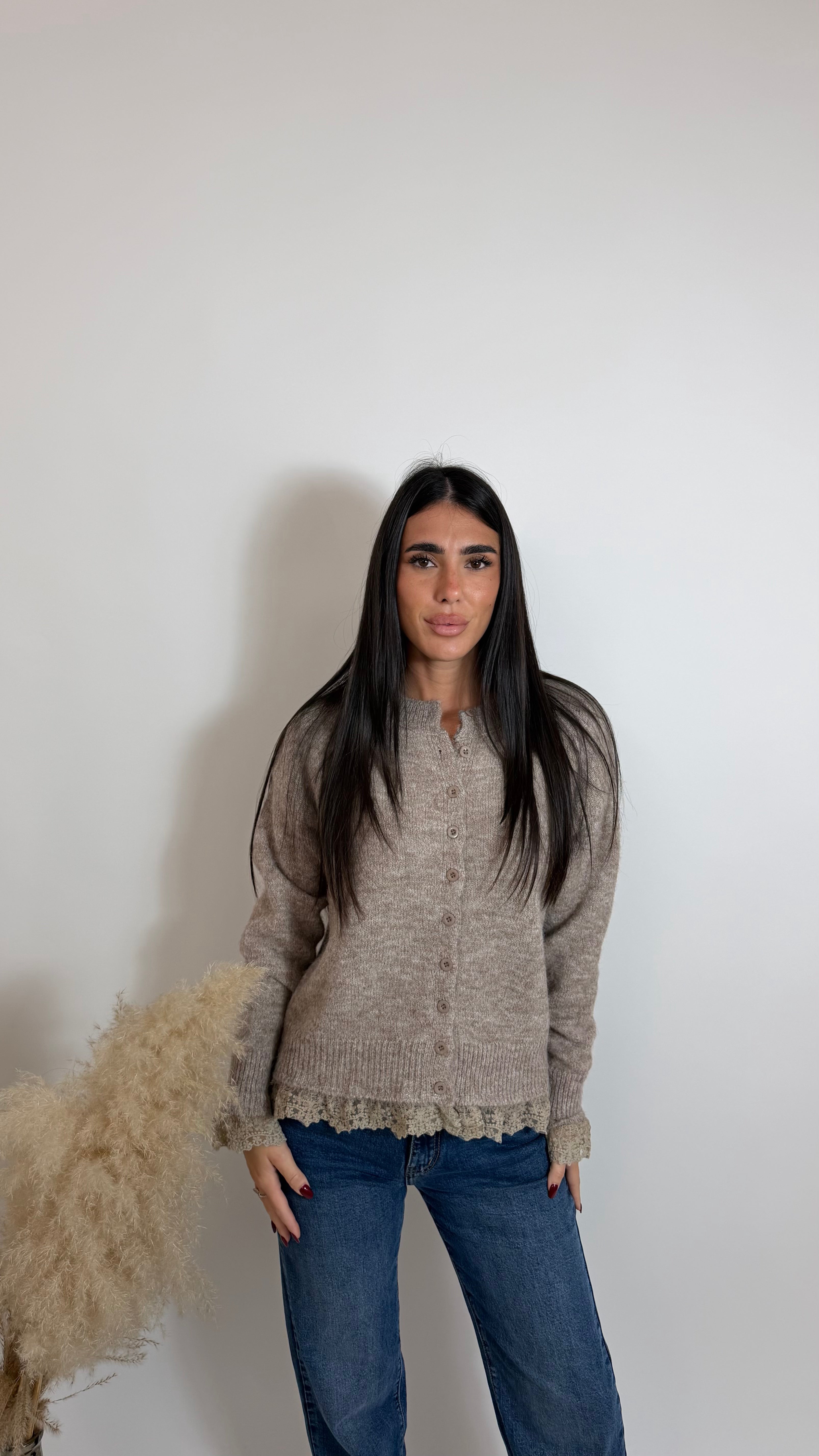 Cardigan Lace Romance Tortora
