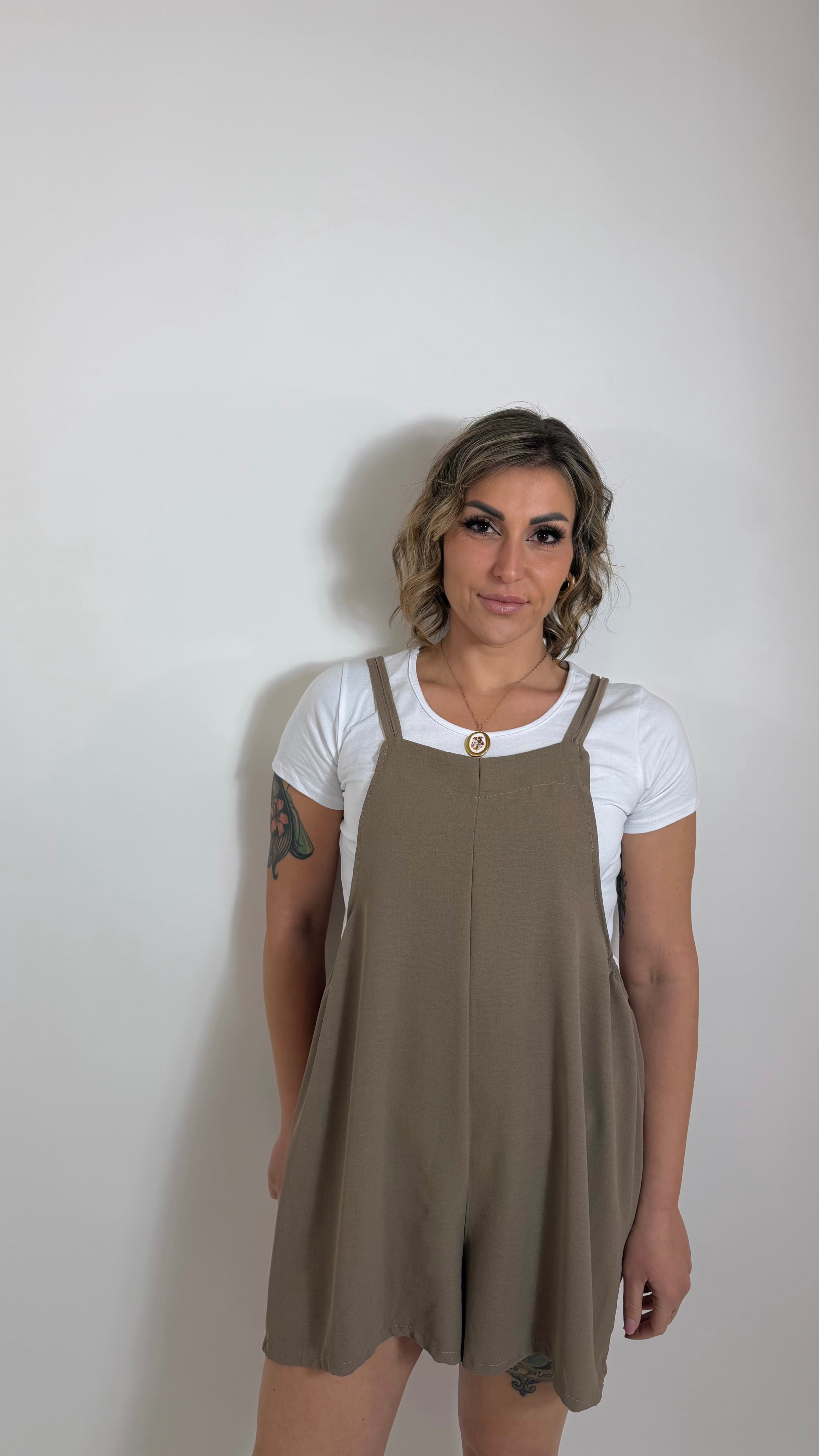 Mini Salopette Safari T-shirt Inclusa Taupe