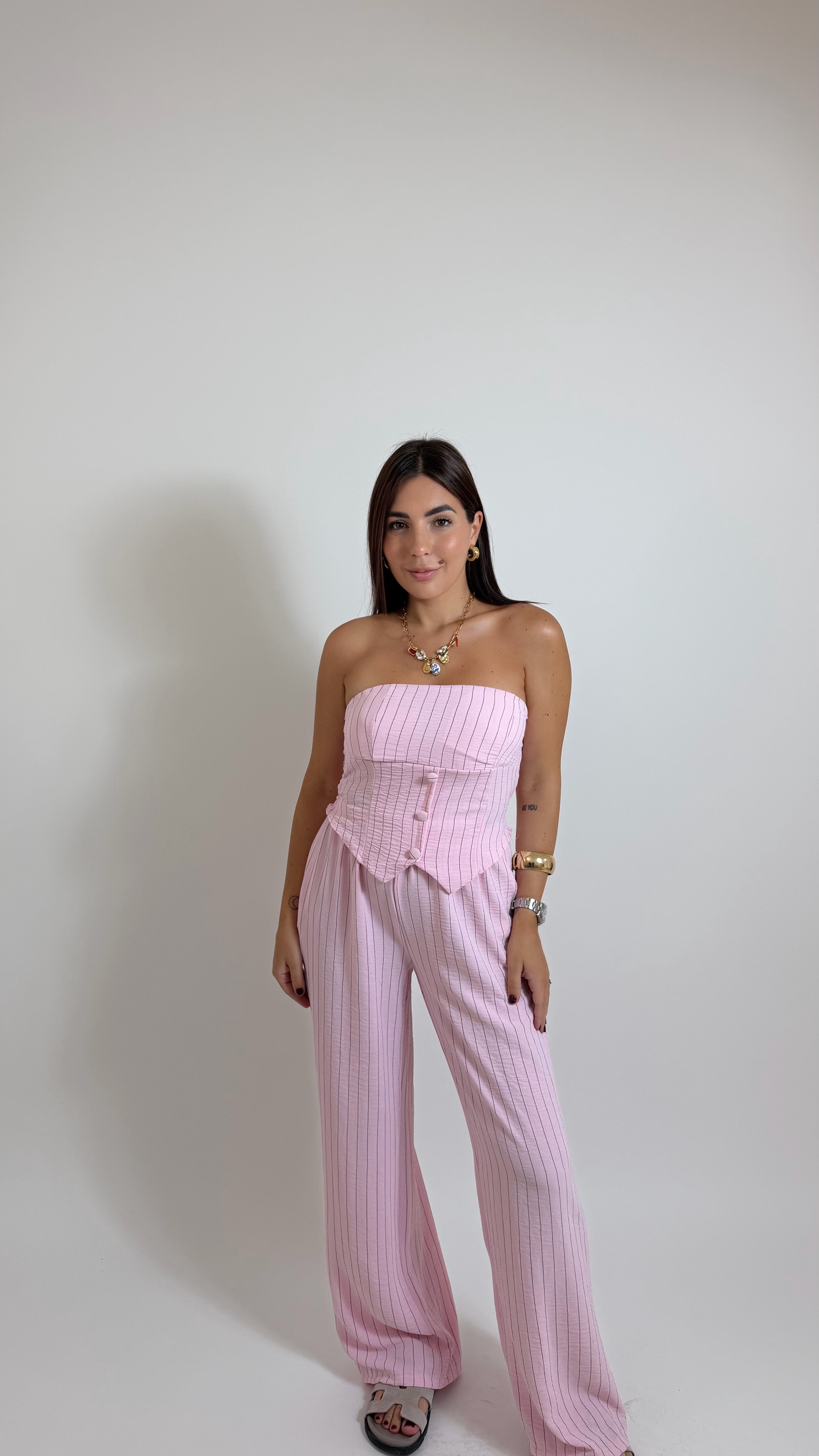 Set Corset Gesso Rosa
