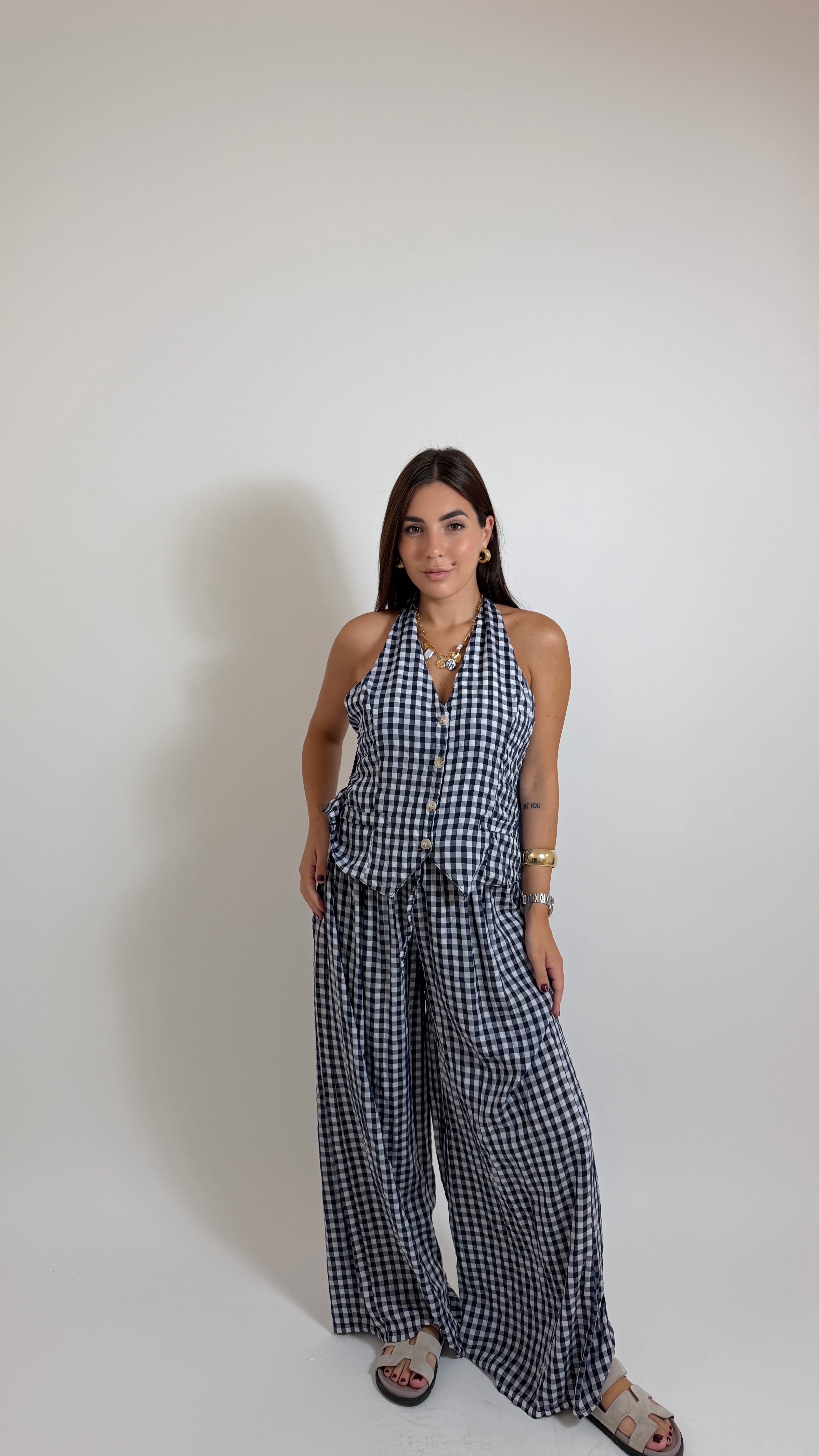 Set Halter Vichy Blu