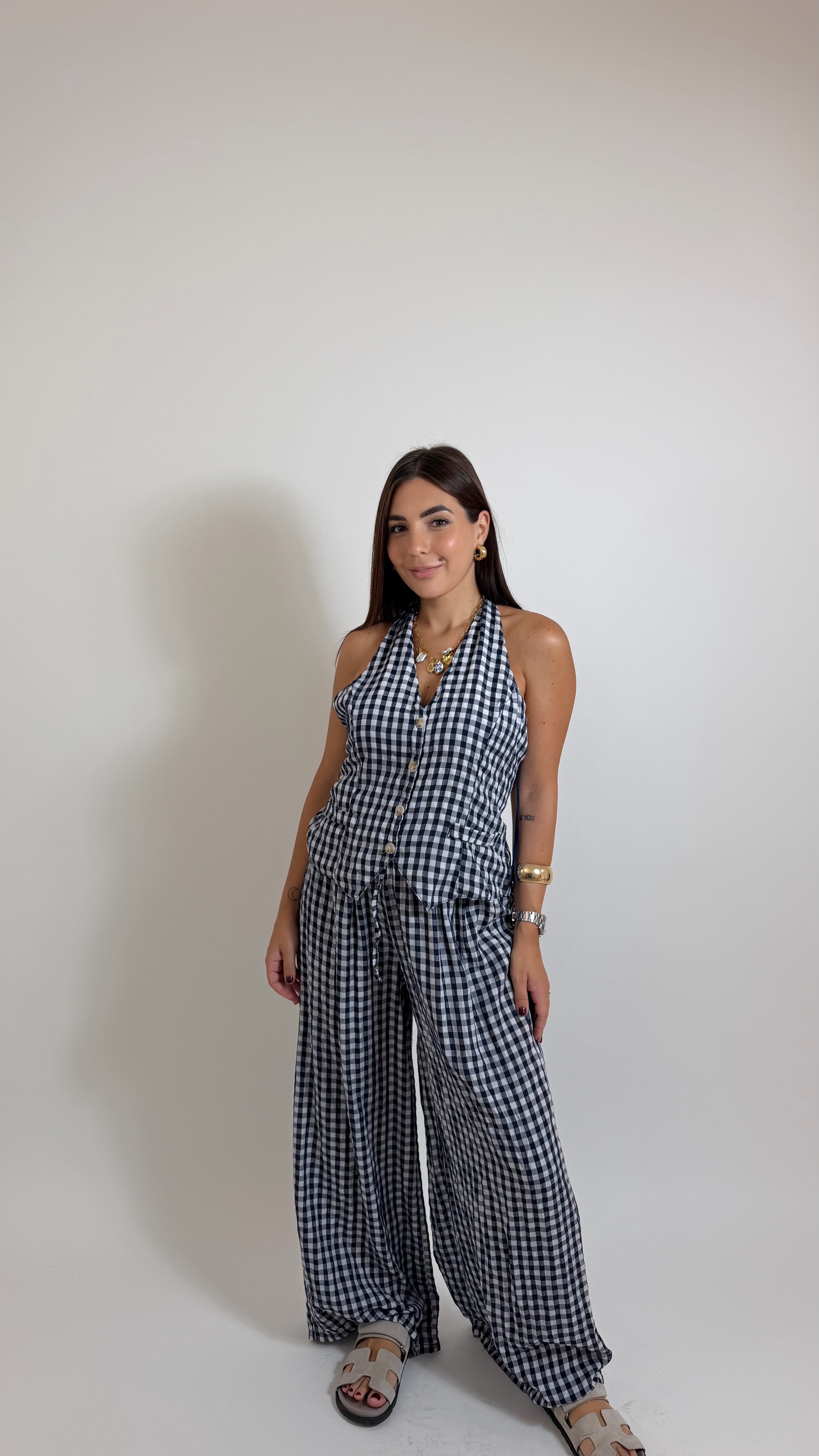 Set Halter Vichy Blu