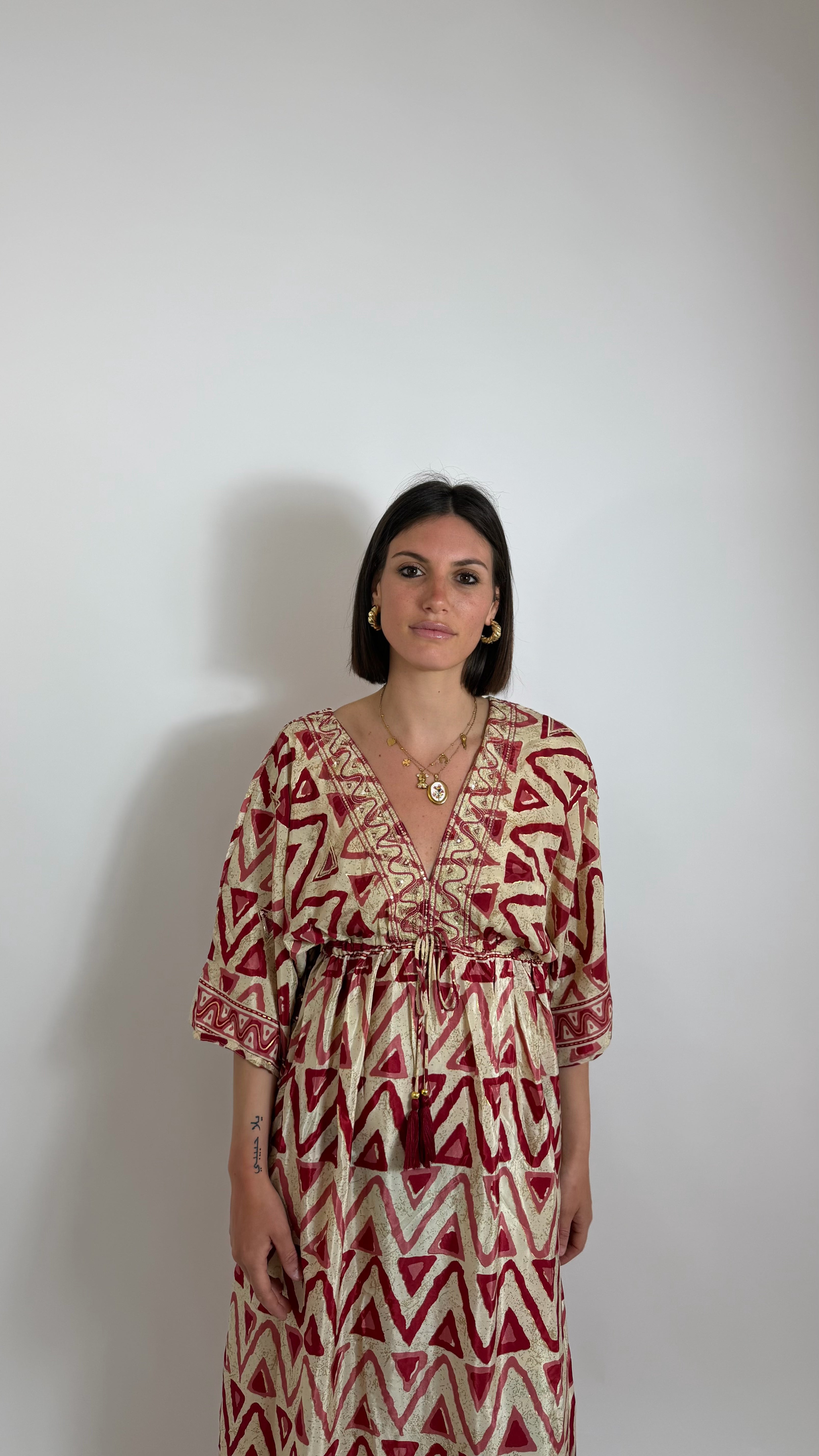 Abito Kaftano Boho-chic Rosso
