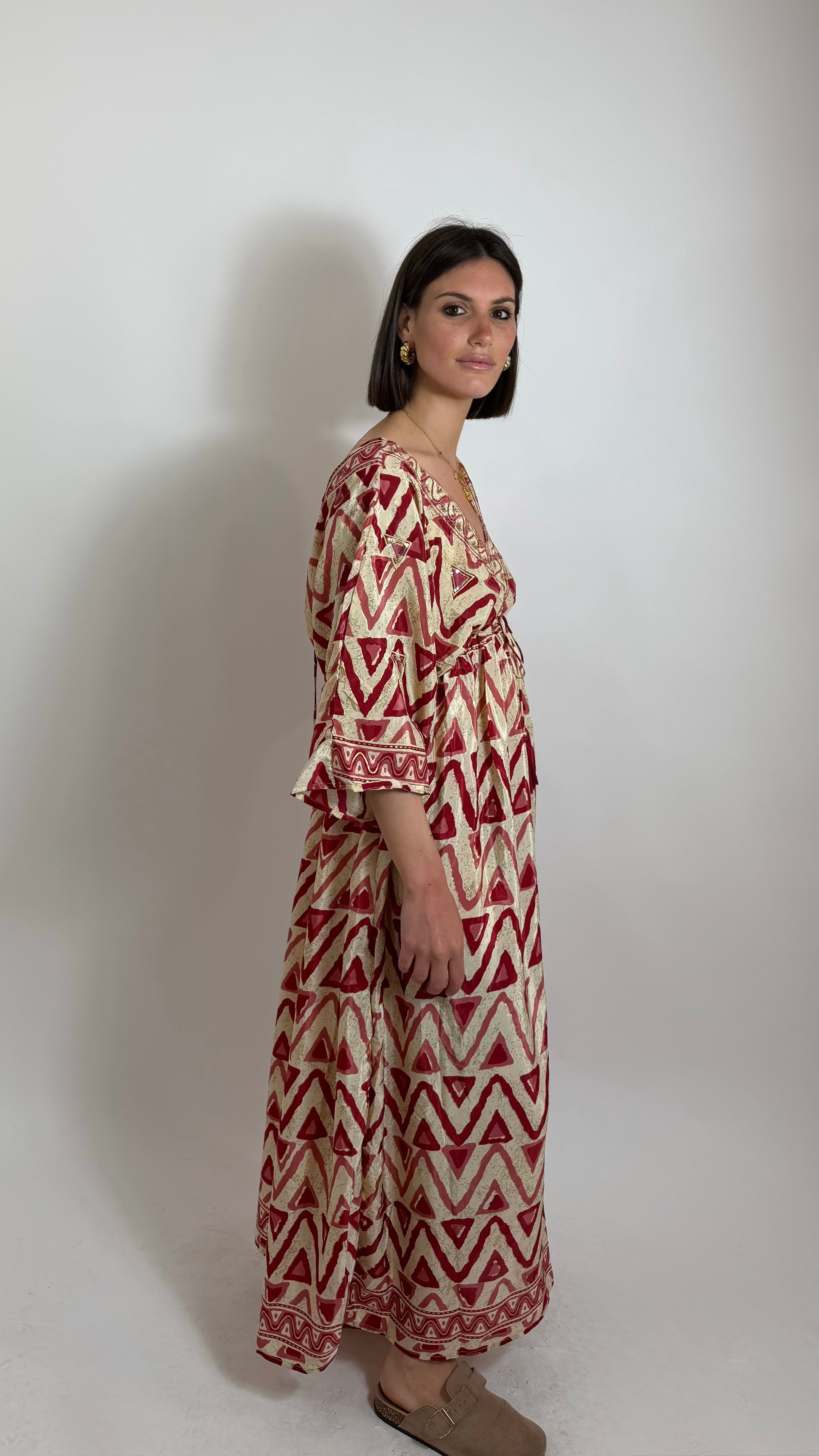 Abito Kaftano Boho-chic Rosso