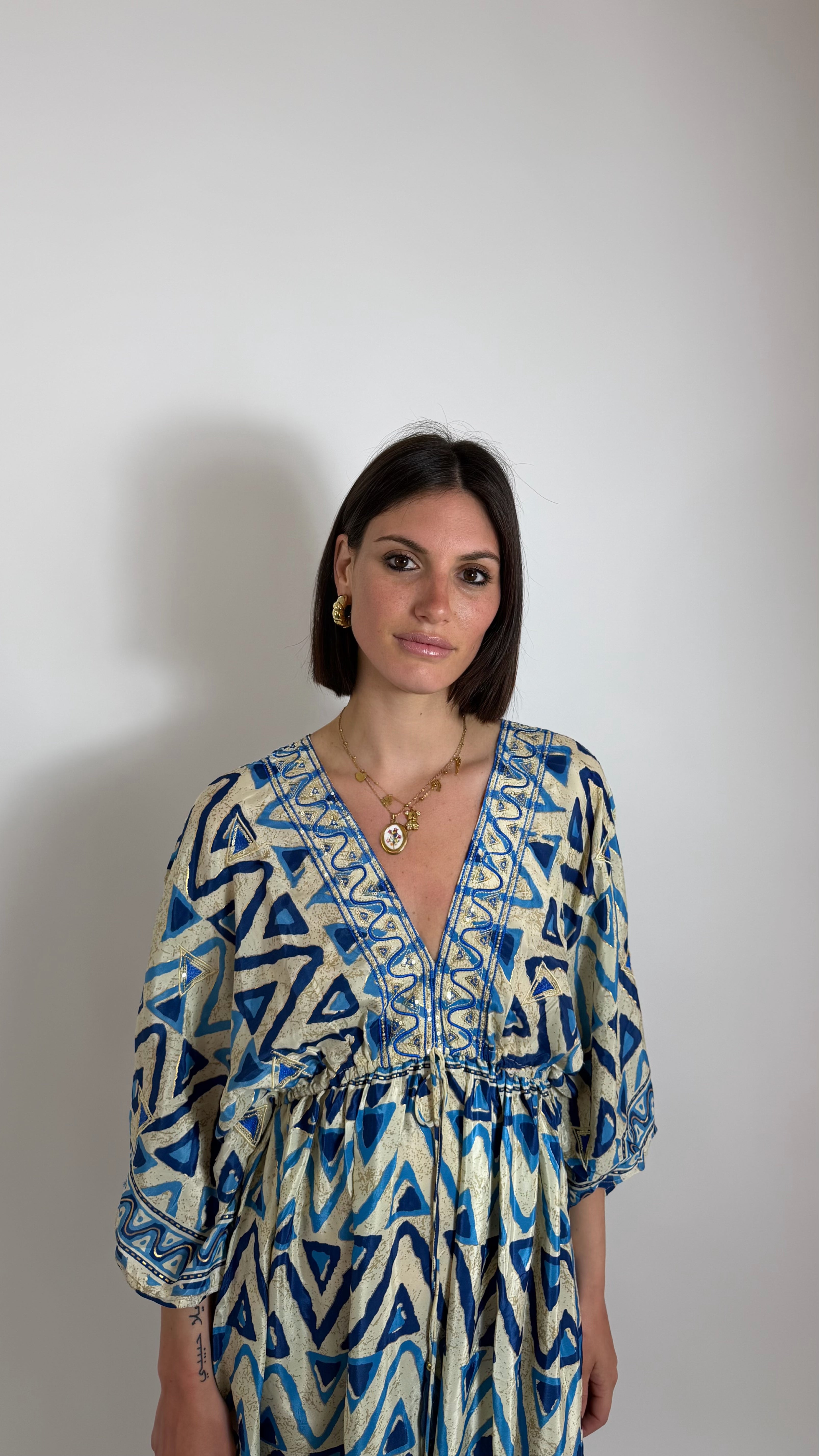 Abito Kaftano Boho-chic Blu