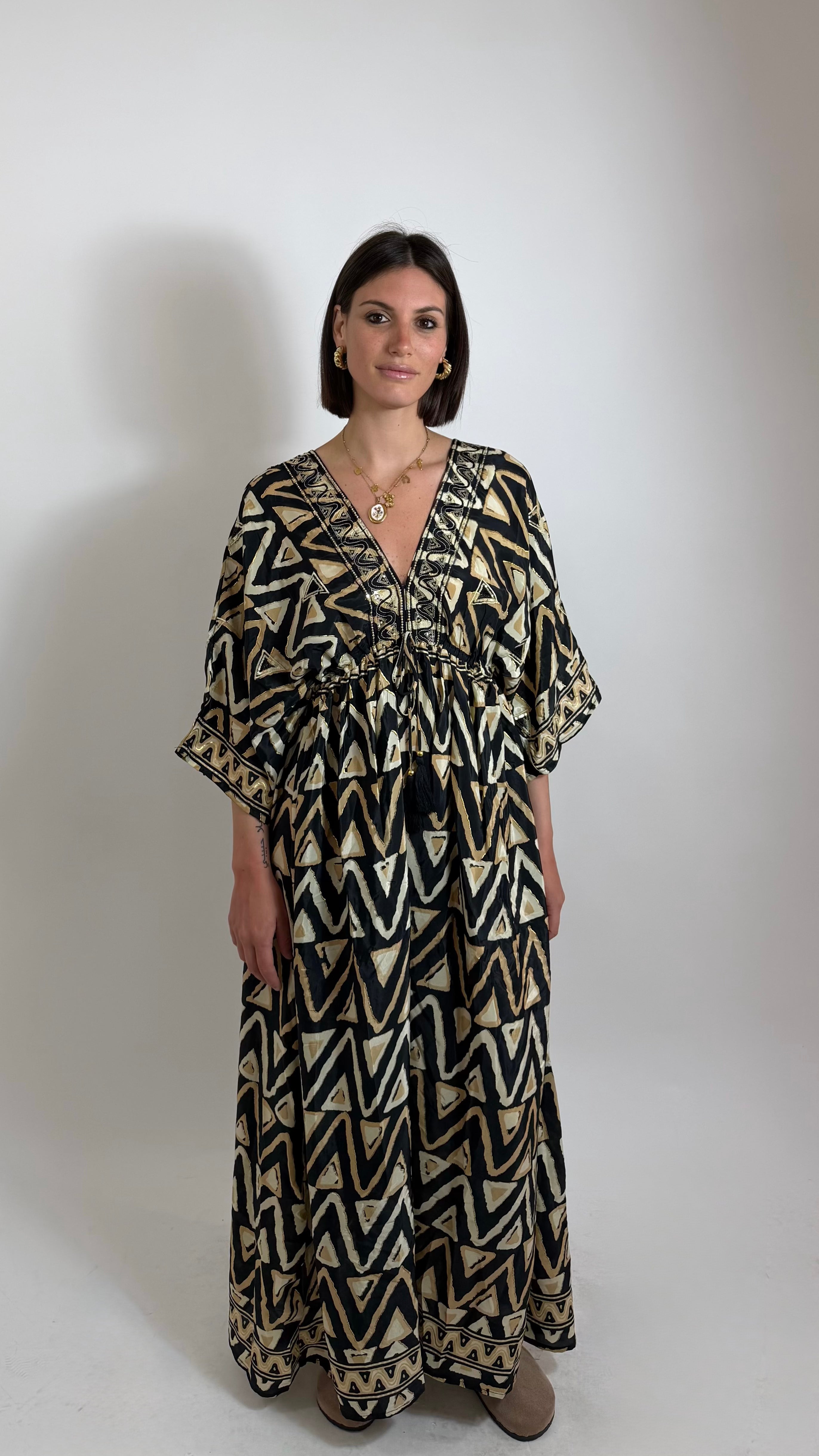 Abito Kaftano Boho-chic Nero